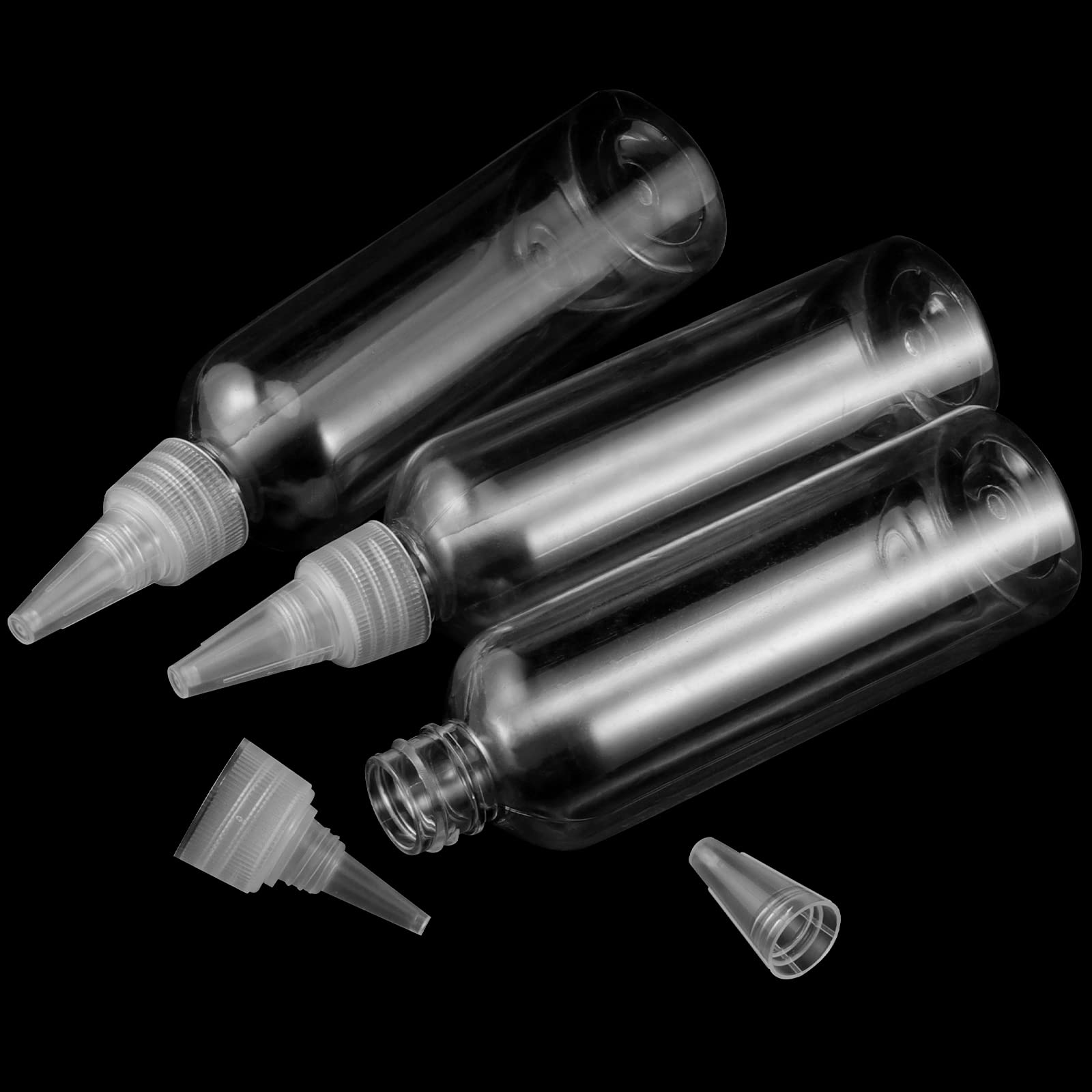 FUNSUEI 80 Pack 4 OZ 120 ml Plastic Squeeze Bottles with Twist Top Cap  Clear Plastic Dispensing Bottles with Dust-Proof Cap for Seasonings  Sauce  Oil  Cosmetics  Shampoo  Paint