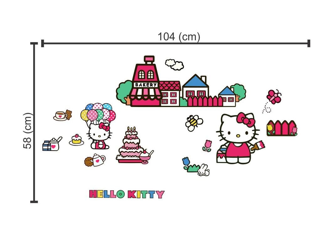 Decor Villa Pvc Vinyl Hello Kitty 3D Wall Sticker Just Peel & Stick New Modern Art & Trendy Wall Stickers For Home Decoration, L