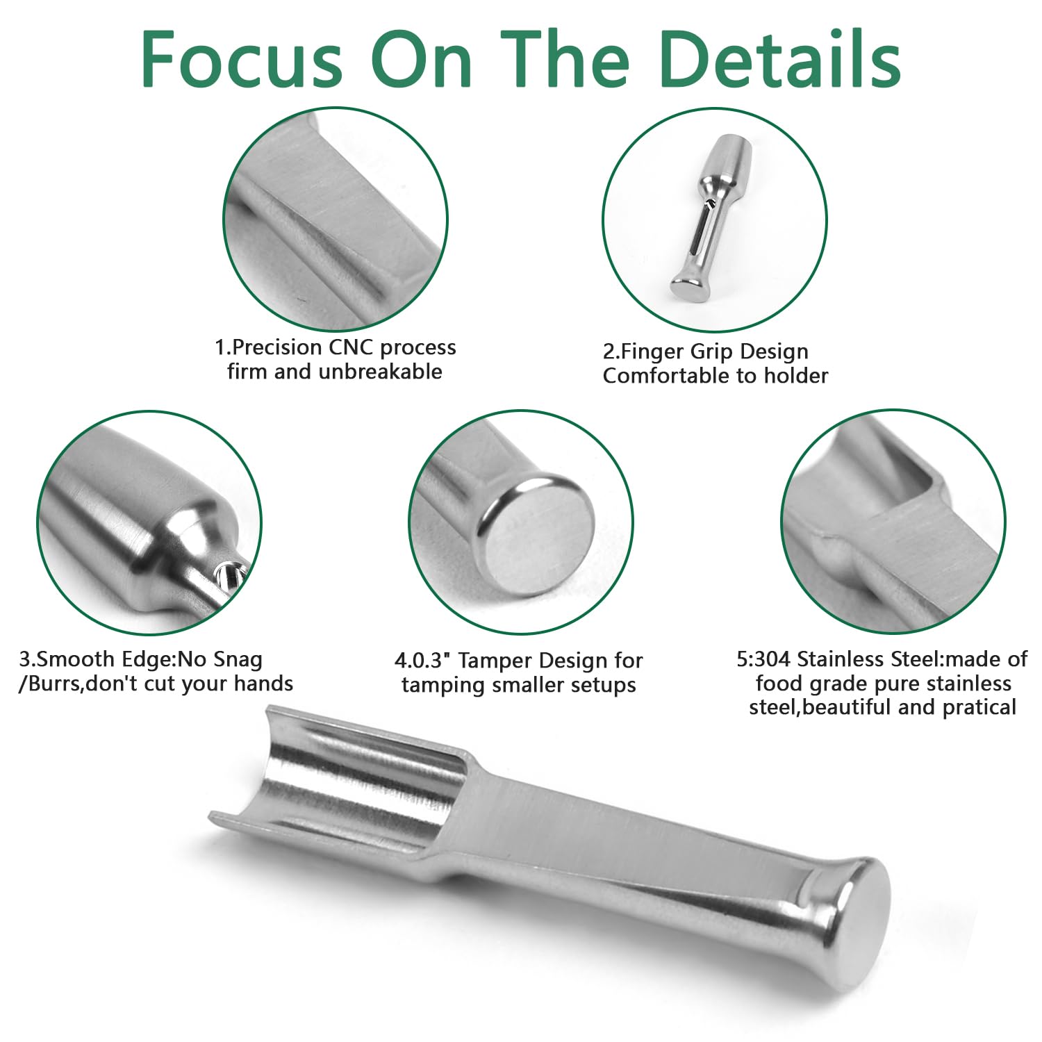 Mini Ss304 Stainless Steel Scoop With Tamp Tool,0.1 Gram Capacity 1.79 Inch Spoon For Multi-Purpose Use Sugar Salt Powder Spices