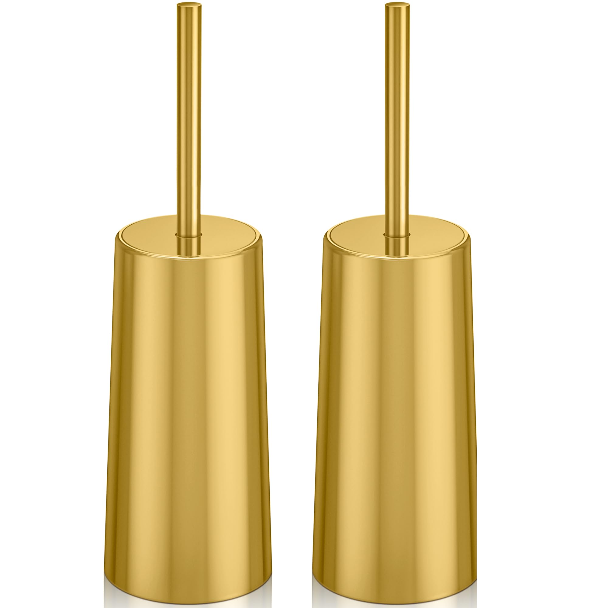 Ixo Stainless Steel Toilet Brush, 2 Pack, Gold, Elegant, Durable, Includes Holder
