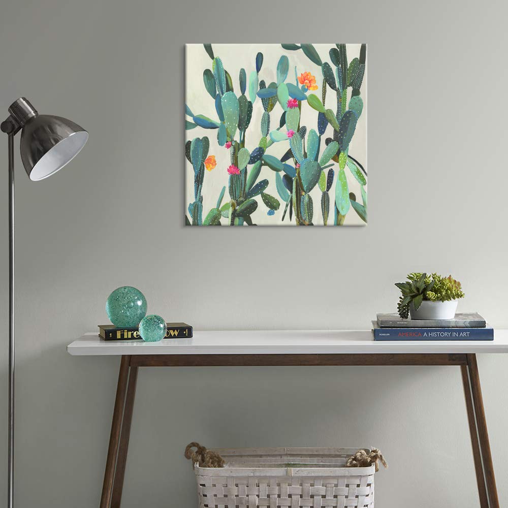 JAPO ART Cactus Wall Art Succulent Boho Wall Decor Plant Pictures Wall Art Southwest Decor Arizona Desert Catctus Decor Pictures Desert Poster Wall Hanging Decor for Kitchen Bathroom Decor 24x24 Inch