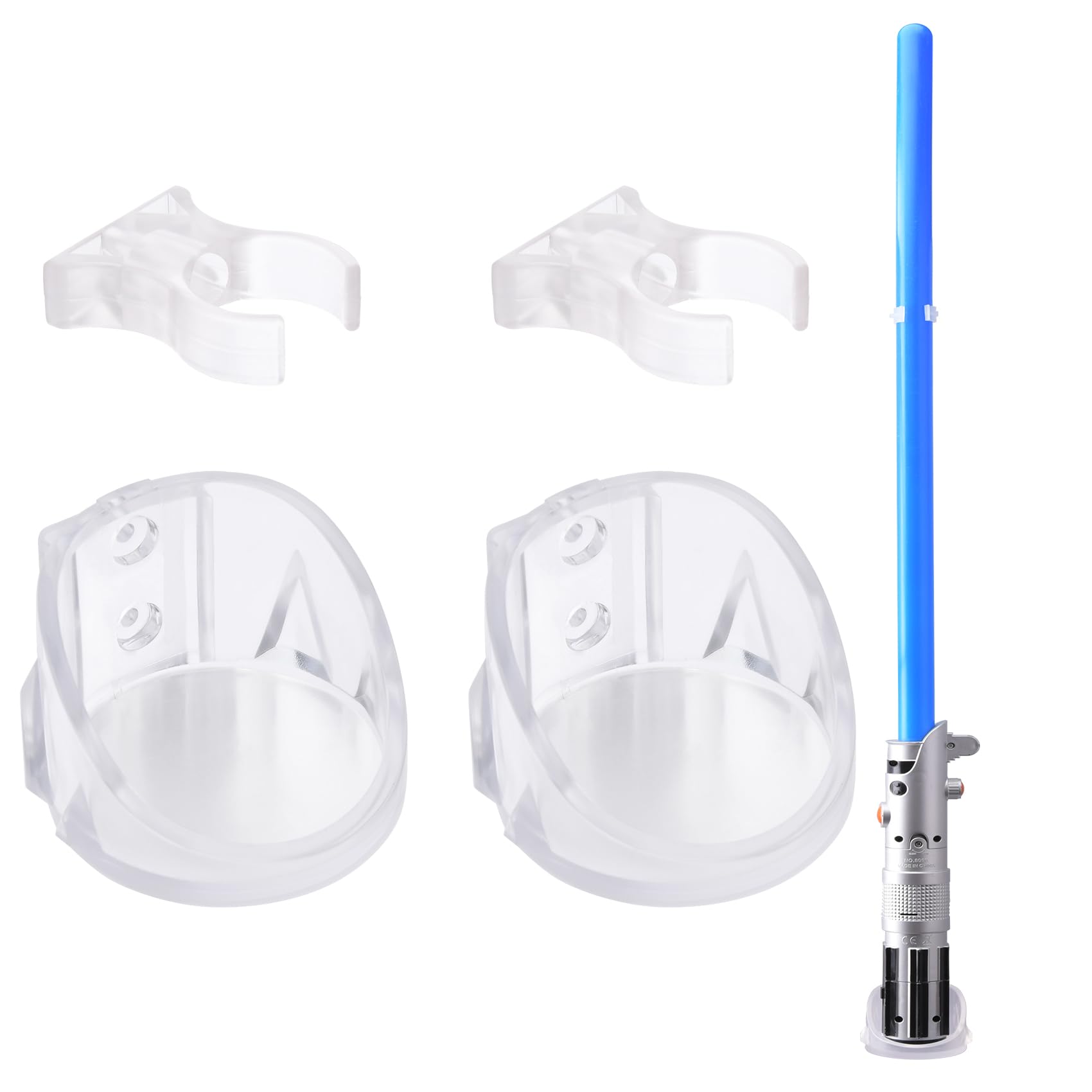 Lekusha Clear Lightsaber Wall Mount Display Stand Light Saber Holder Compatible For Any Lightsaber, Pack Of 2