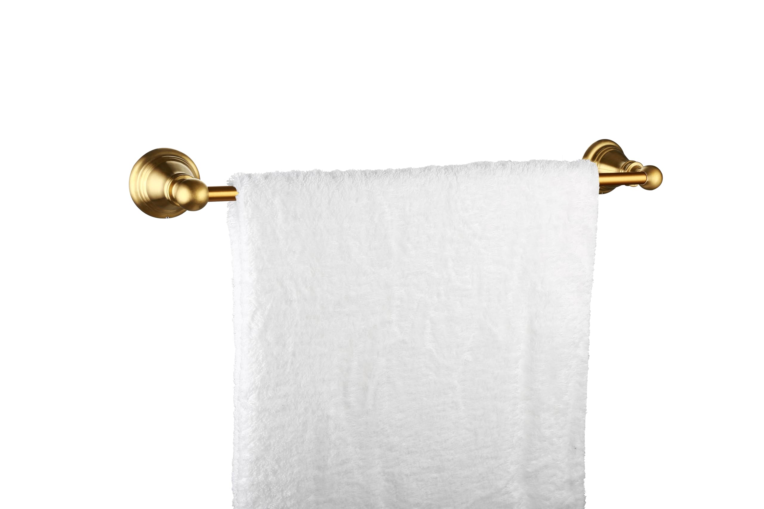 Derengge F-080-Bg 4 Piece Bathroom Hardware Set With 18 Inch Towel Bar -Towel Ring- Paper Holder-Robe Hook, Brushed Gold