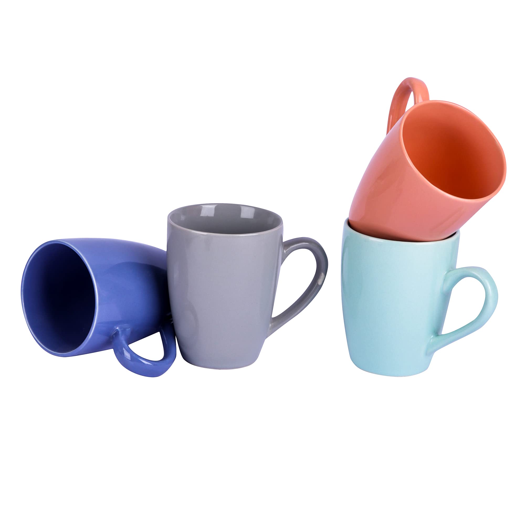 Anwaliya Matte Finish Ceramic Coffee Mug Set Of 4 (280Ml) Handcrafted Design Tea Cups Stackable, Chip Resistant, Large Serving G