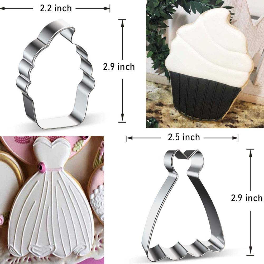 Tea Cookie Cutter Set, 5 Pieces Teapot Teacup Cookie Cutters Kit Stainless Steel Metal Cupcake And Princess Dress Molds Cutters