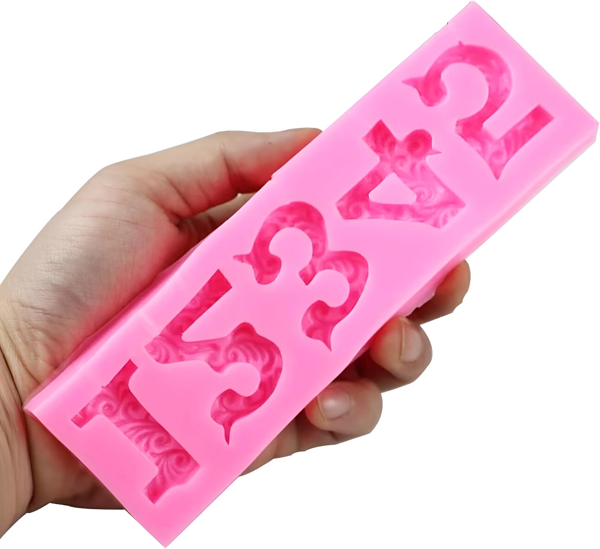 Wetco Silicone Fondant Molds, 2 Pack 3D Silicone Number Molds, 0-9 3D Embossed Fondant Chocolate Mold Baking Molds For Birthday