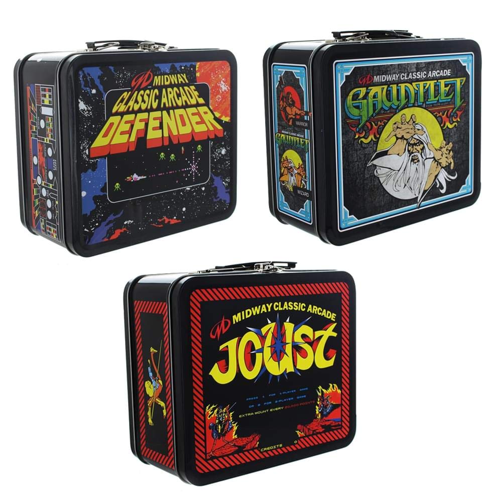 Toynk Midway Classic Arcade Tin Lunch Boxes Set of 3: Defender, Gauntlet, & Joust