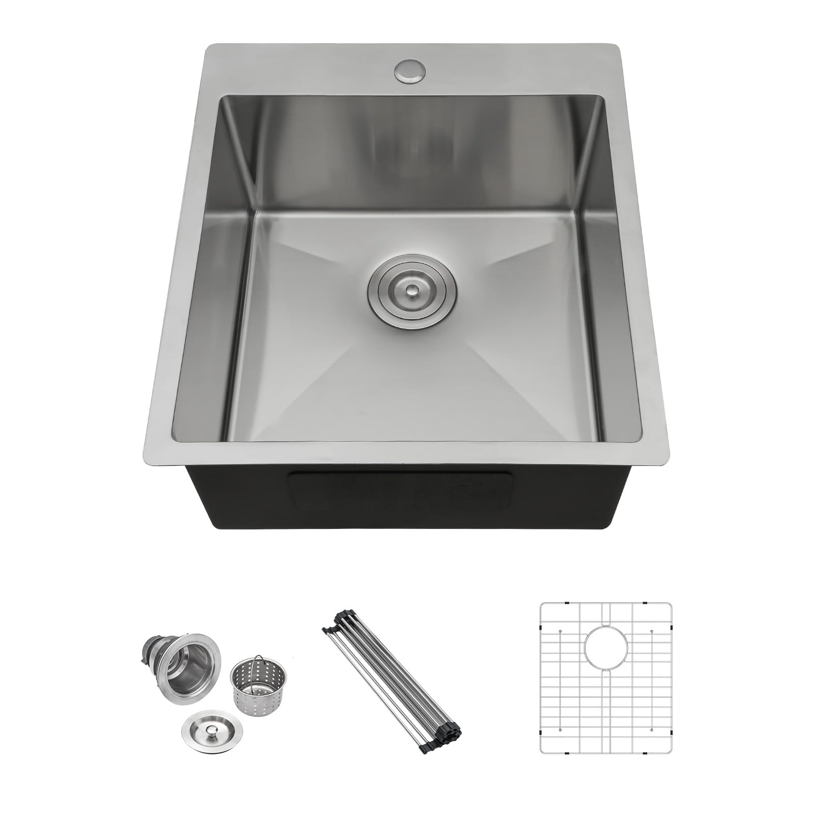Lordear 18X20X10 Inch Drop In Kitchen Sink Topmount Bar Sink 16 Gauge Single Bowl Stainless Steel Bar Sink Kitchen Sinks Outdoor