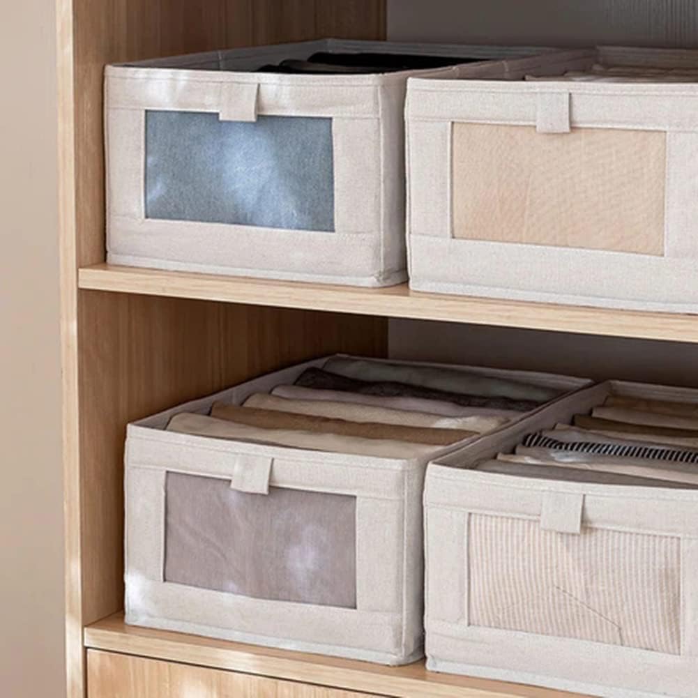 Jaivi Ventures Closet Organiser/Wardrobe Storage Box/Baskets With Clear Window  Foldable, Multipurpose For Organising Clothing,