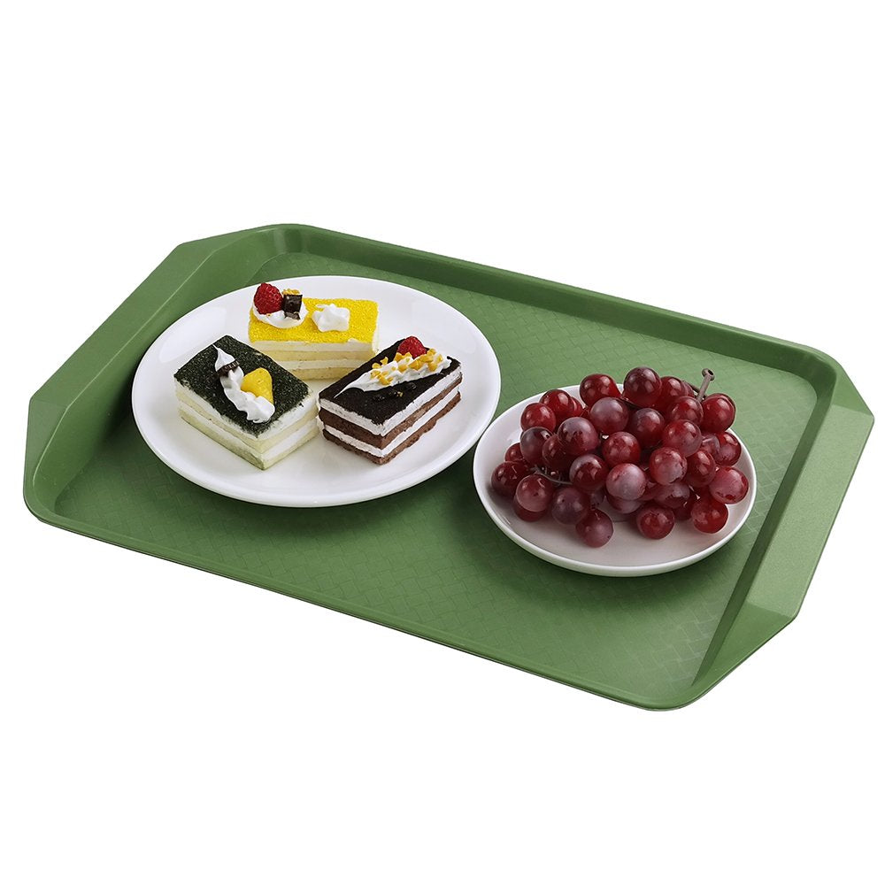 Qskely Plastic Fast Food Trays For Eating, 17'' X 11.8'', Set Of 4