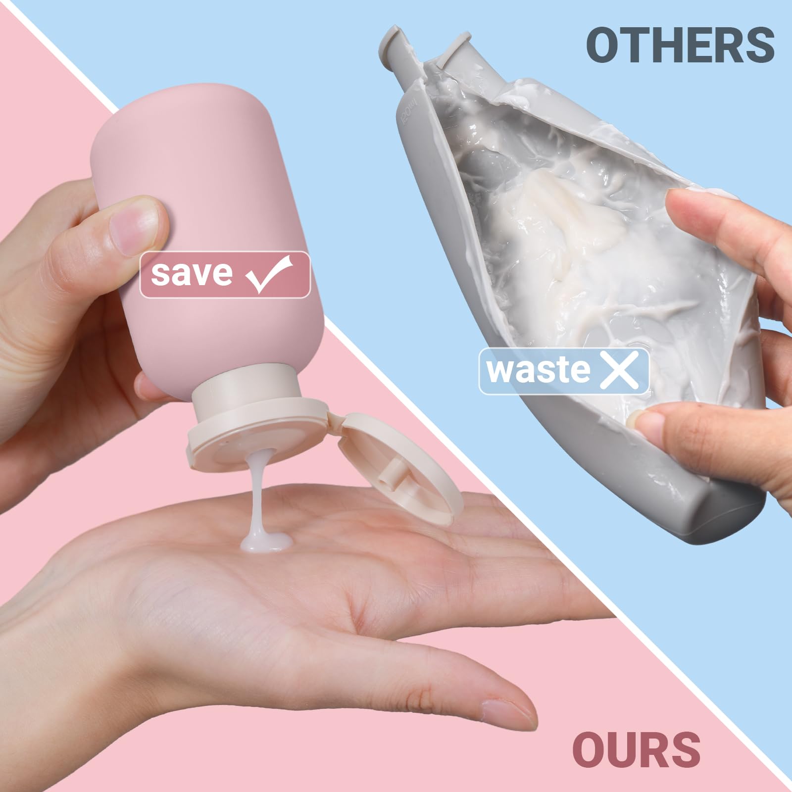 Asevat 3.4 Oz Plastic Squeeze Bottle For Lotion, Plastic Empty Shampoo Conditioner Container, Plastic Travel Size Toiletries Bot