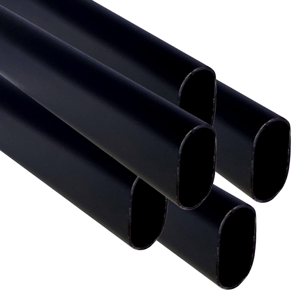 94'' Long Oval Closet Rod | Heavy Duty Wardrobe Clothes Pole | Black | 5 Pack