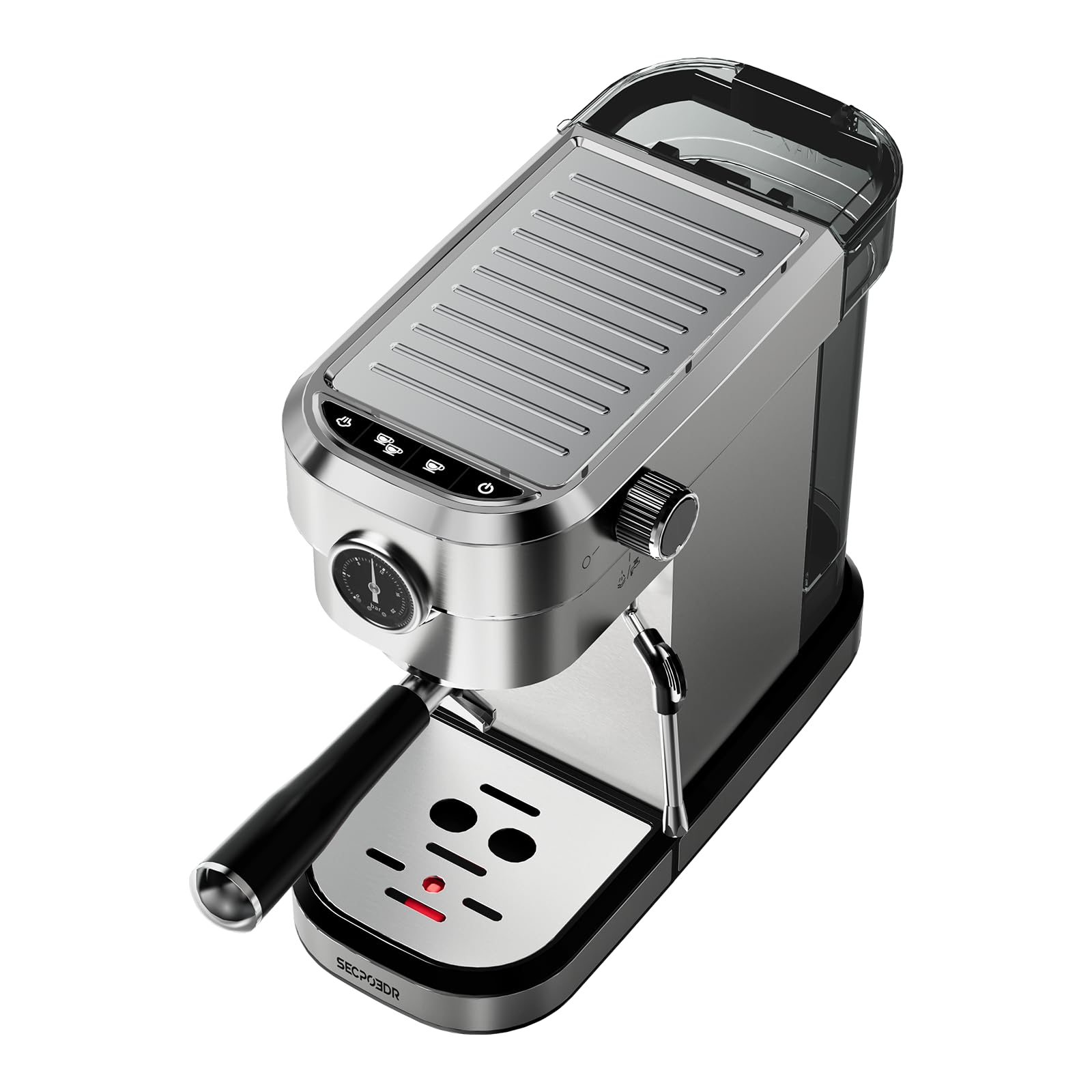 SECPOEDR 20 Bar Compact Espresso Machine with Milk Frother Black and Silver