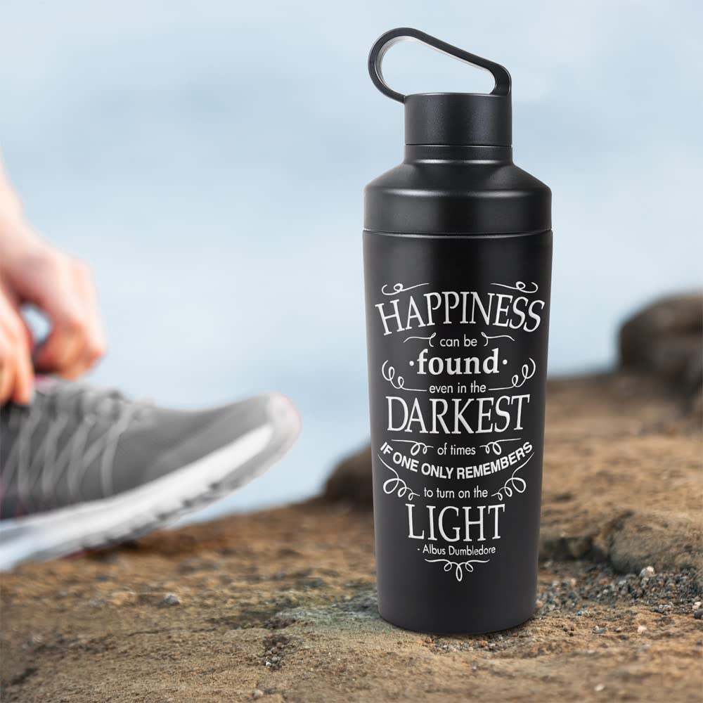 Harry Potter Official Happiness 18 Oz Insulated Water Bottle, Leak Resistant, Vacuum Insulated Stainless Steel With 2-In-1 Loop