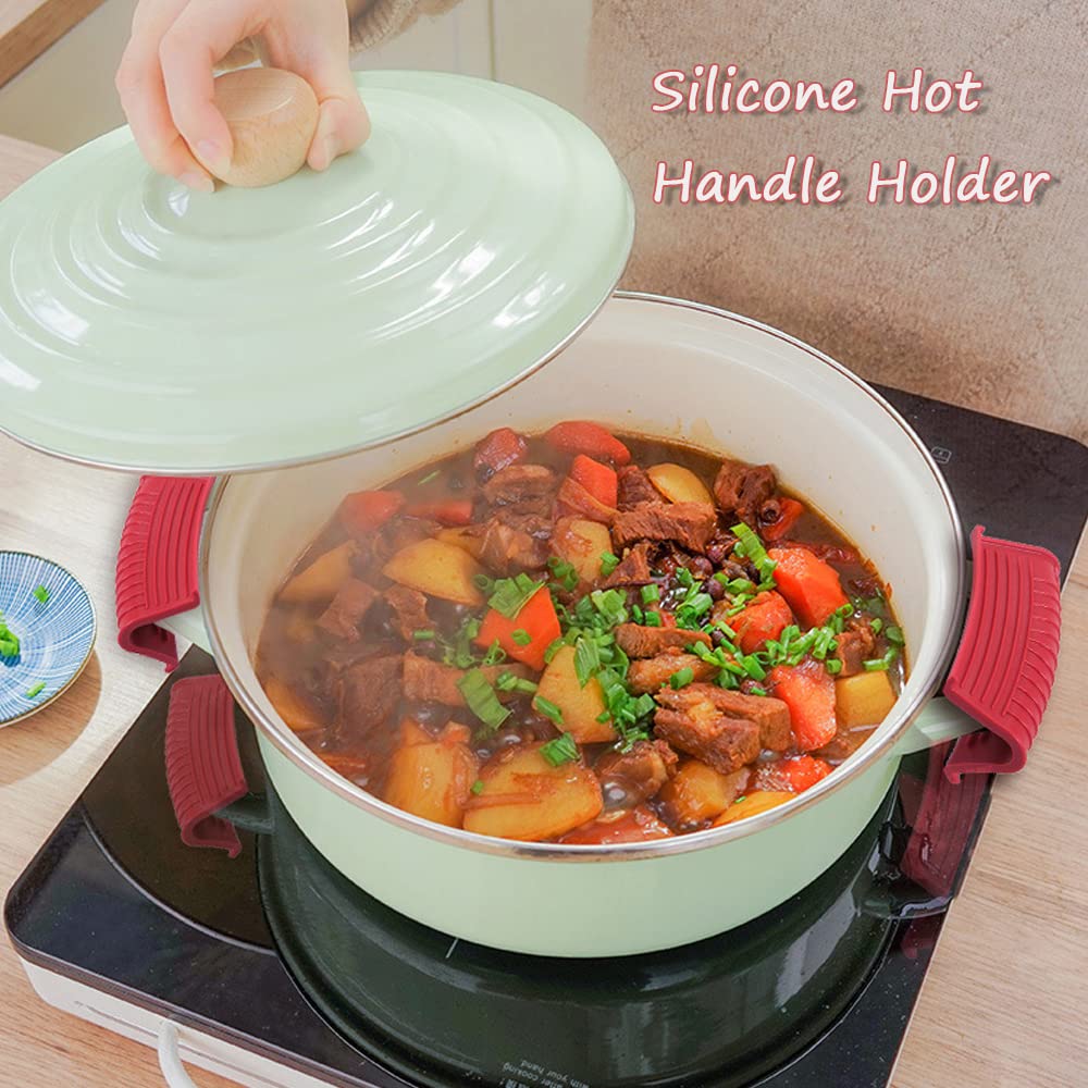 Silicone Hot Handle Holder, 8 Pieces Pot Holders Cover Silicone Assist Handle Holder Non Slip Pot Holders Rubber Heat Resistant
