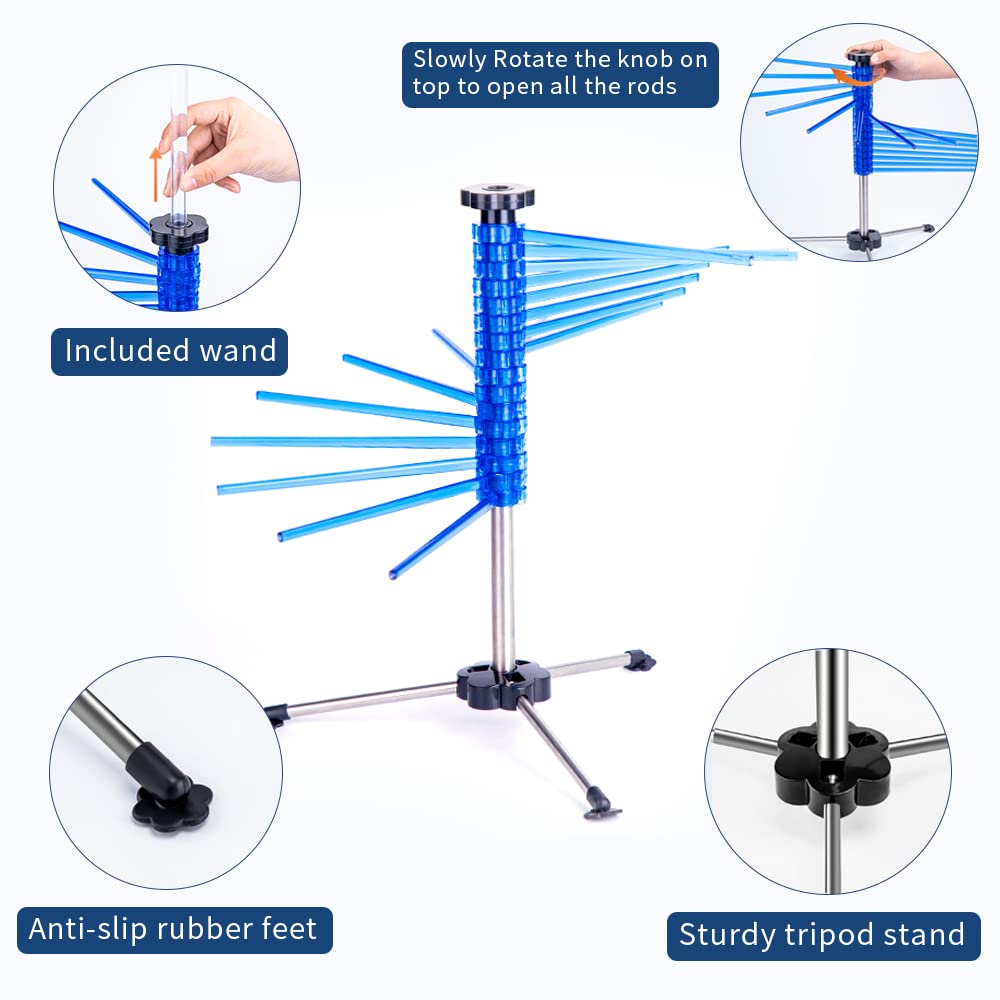 Milange Pasta Drying Rack Collapsible Pasta Dryer Rack Foldable Noodle Dryer Rack Stand With 16 Anti Slip Rods Holding Up To 4.5