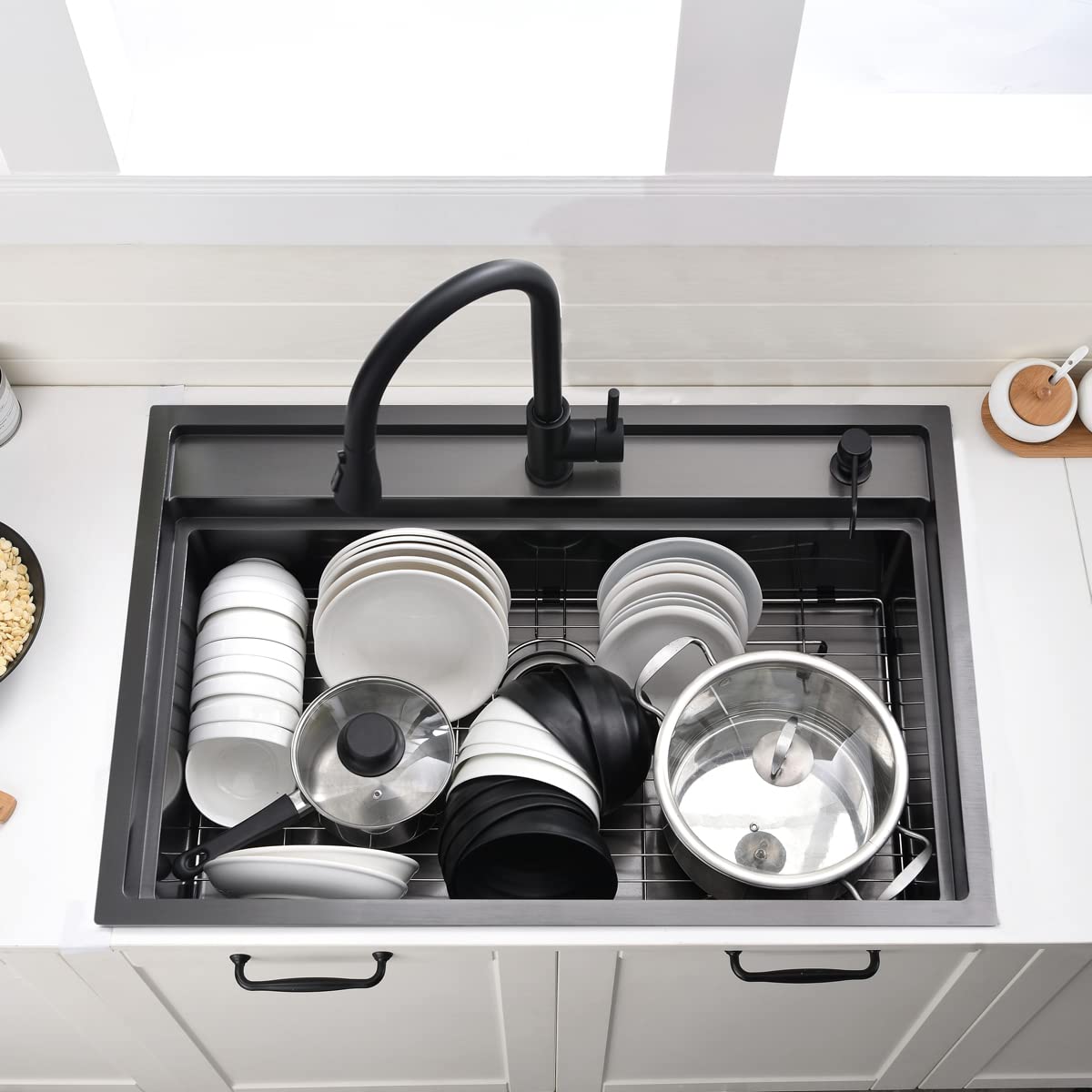 33X22-Inch Drop In Kitchen Sink Splash Guard Workstation Black - Vokim 33 Inch Single Bowl Kitchen Sink 16 Gauge Stainless Steel