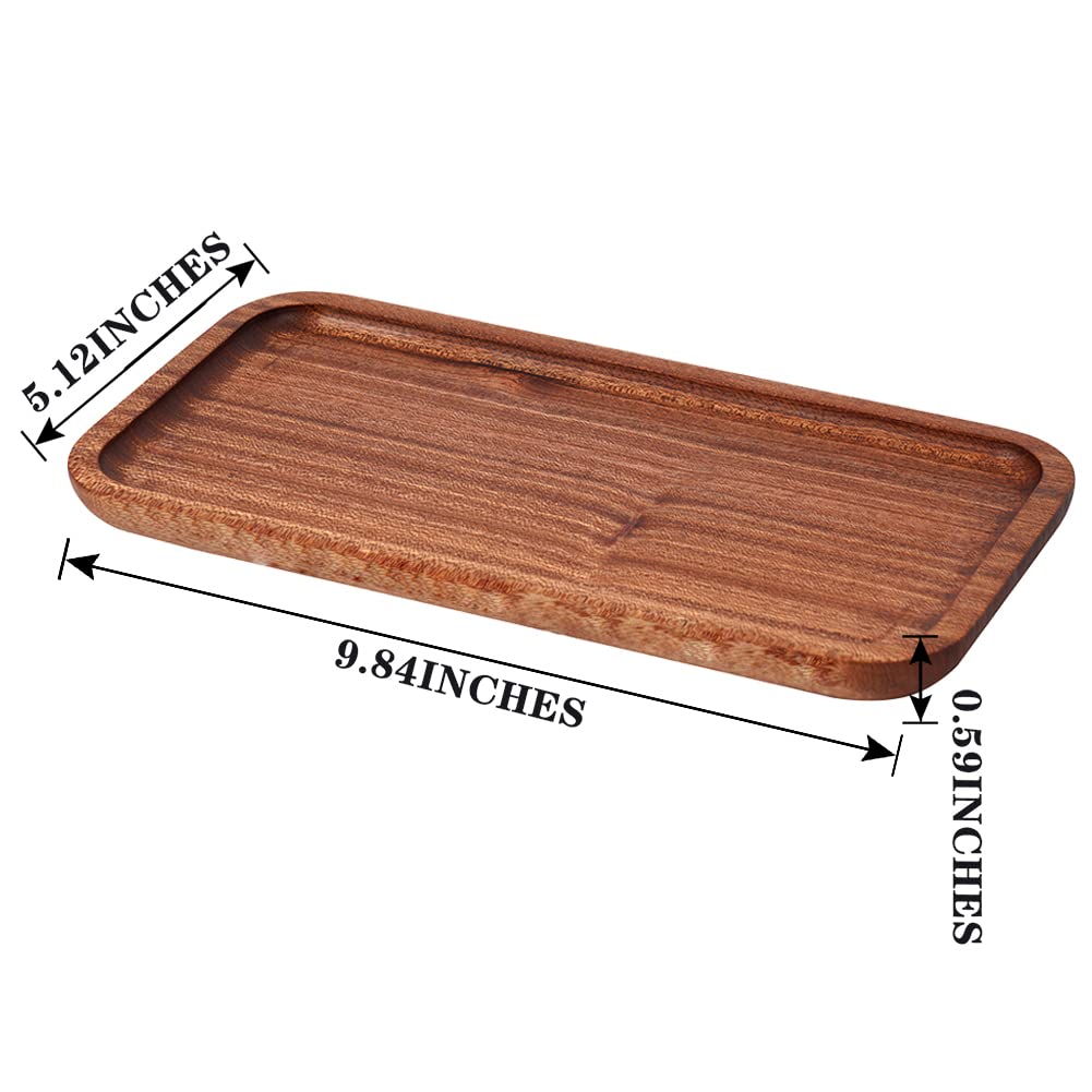 Wuboece 9.84In Wooden Vanity Tray, Bathroom Tray Countertop Organizer Tray For Candle Perfume Soap Dispenser Jewelry Keys