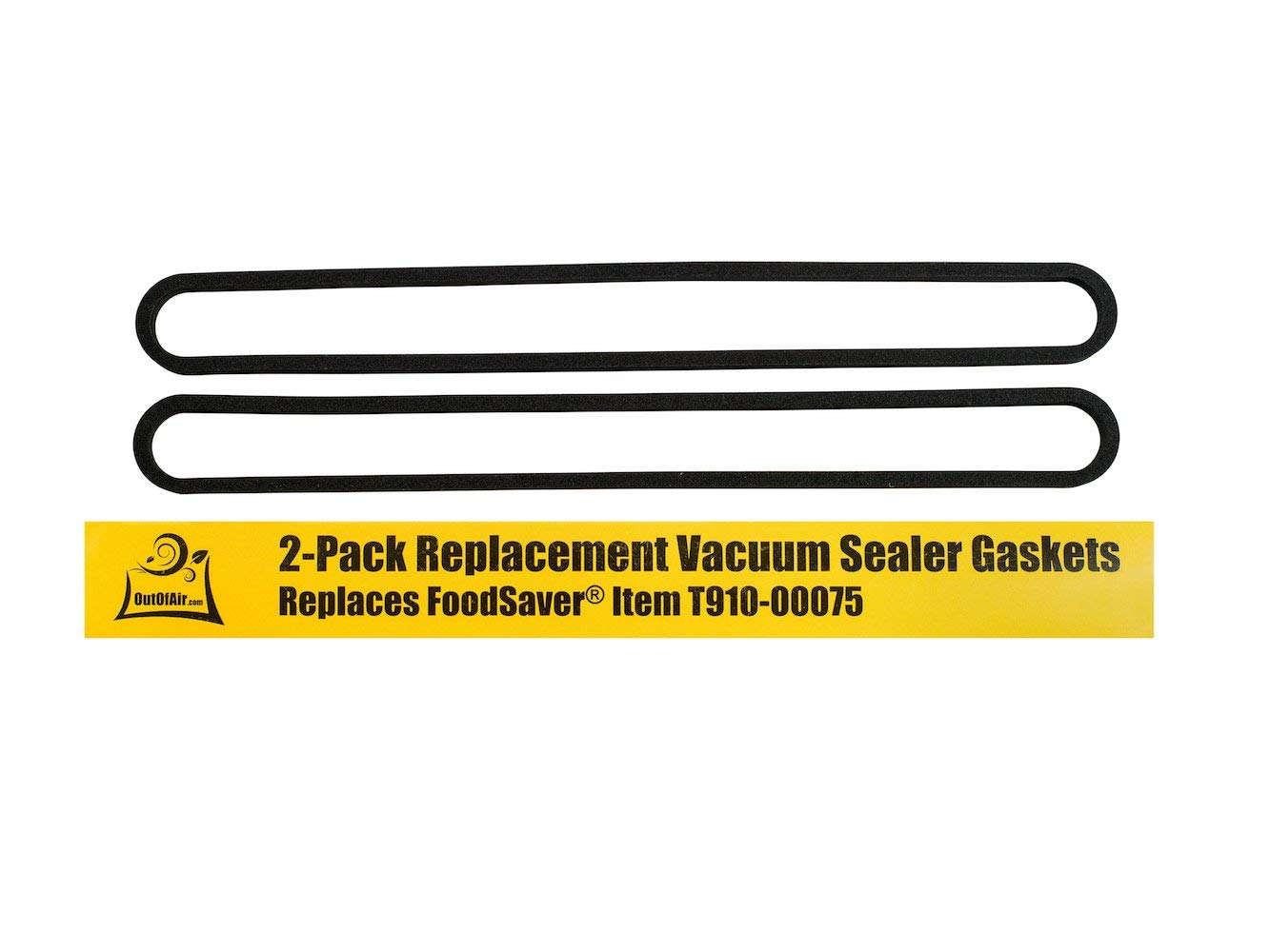 OutOfAir Upper and Lower Gasket Replacements for FoodSaver Vacuum Sealers - 2 Foam Gaskets, Rubber, Black, Fits V2200-V3200 Series
