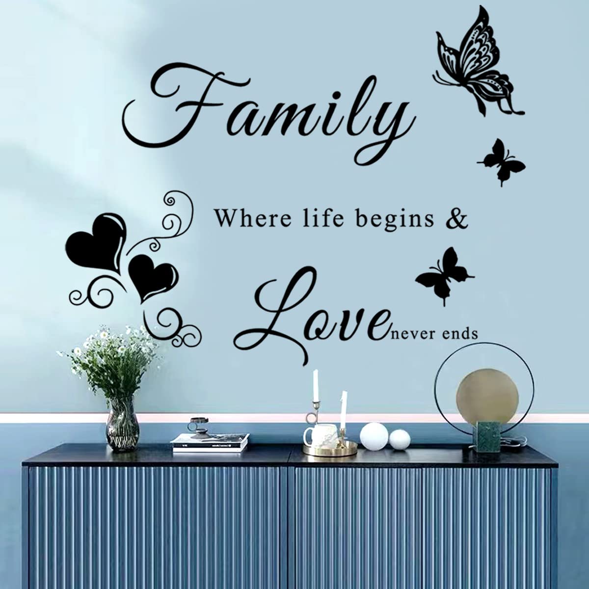 Family Wall Sticker Wall Decal Inspirational Family Quote Sticker Vase Wall Art Sticker Vinyl Lettering Saying Wall Decals For L