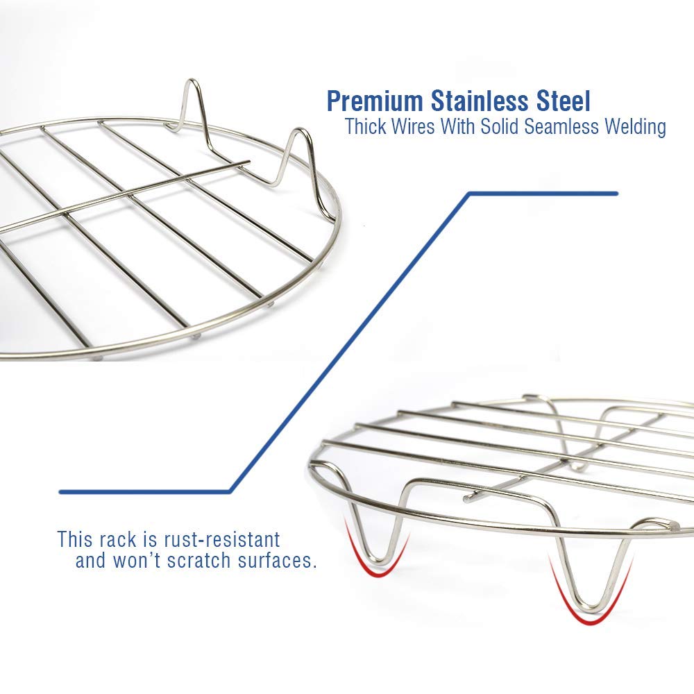 2 Pack Round Cooking Cooling Racks 8''X1.18'', 304 Stainless Steel Round Rack For Steaming Rack And Air Fryer Cooking Steamer Ra