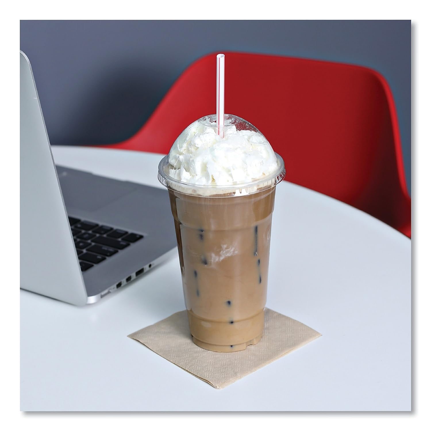 Boardwalk Jstw775S24 Jumbo Straws, 7 3/4-Inch , Plastic, Red W/White Stripe, 500/Pack, 24 Pack/Carton