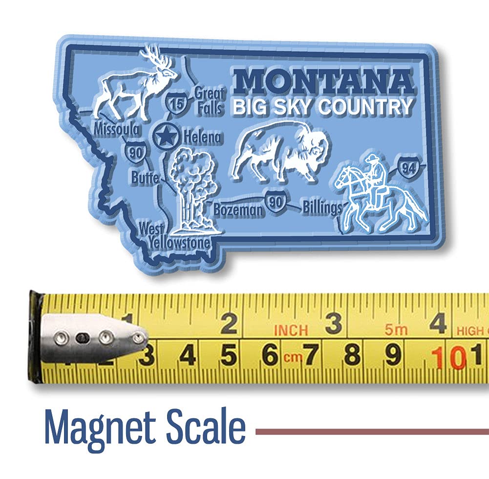 Montana Giant State Magnet By Classic Magnets, 3.9'' X 2.4'', Collectible Souvenirs Made In The Usa