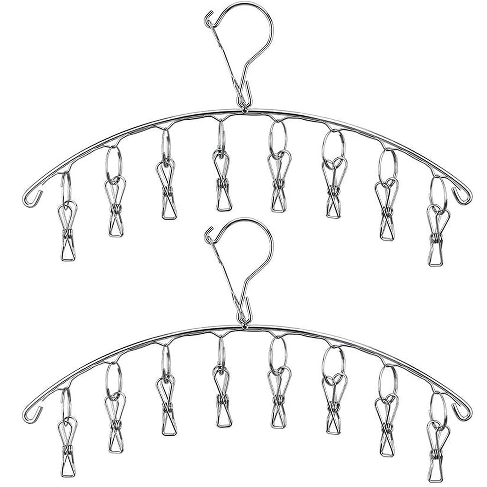 Skroad Stainless Steel Laundry Drying Rack Clothes Hanger With Windproof Hook,Underwear Hanger,Clothes Hangers With 8 Clips For