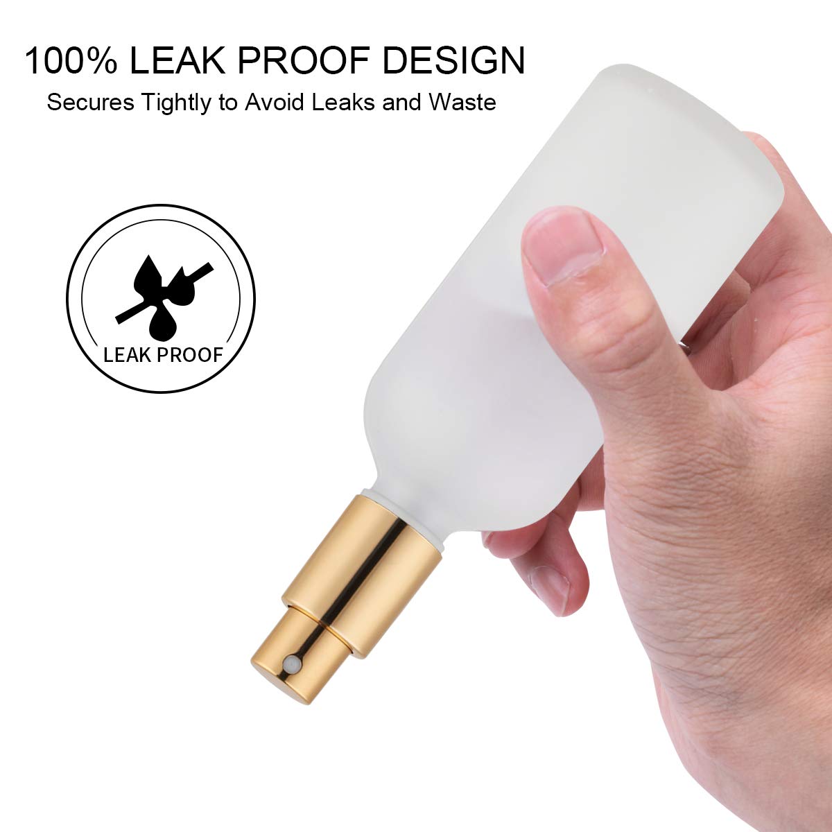 Glass Spray Bottle 3.4Oz, Empty Frosted Perfume Atomizer, Fine Mist Spray,Gold Sprayer (2 Pack)