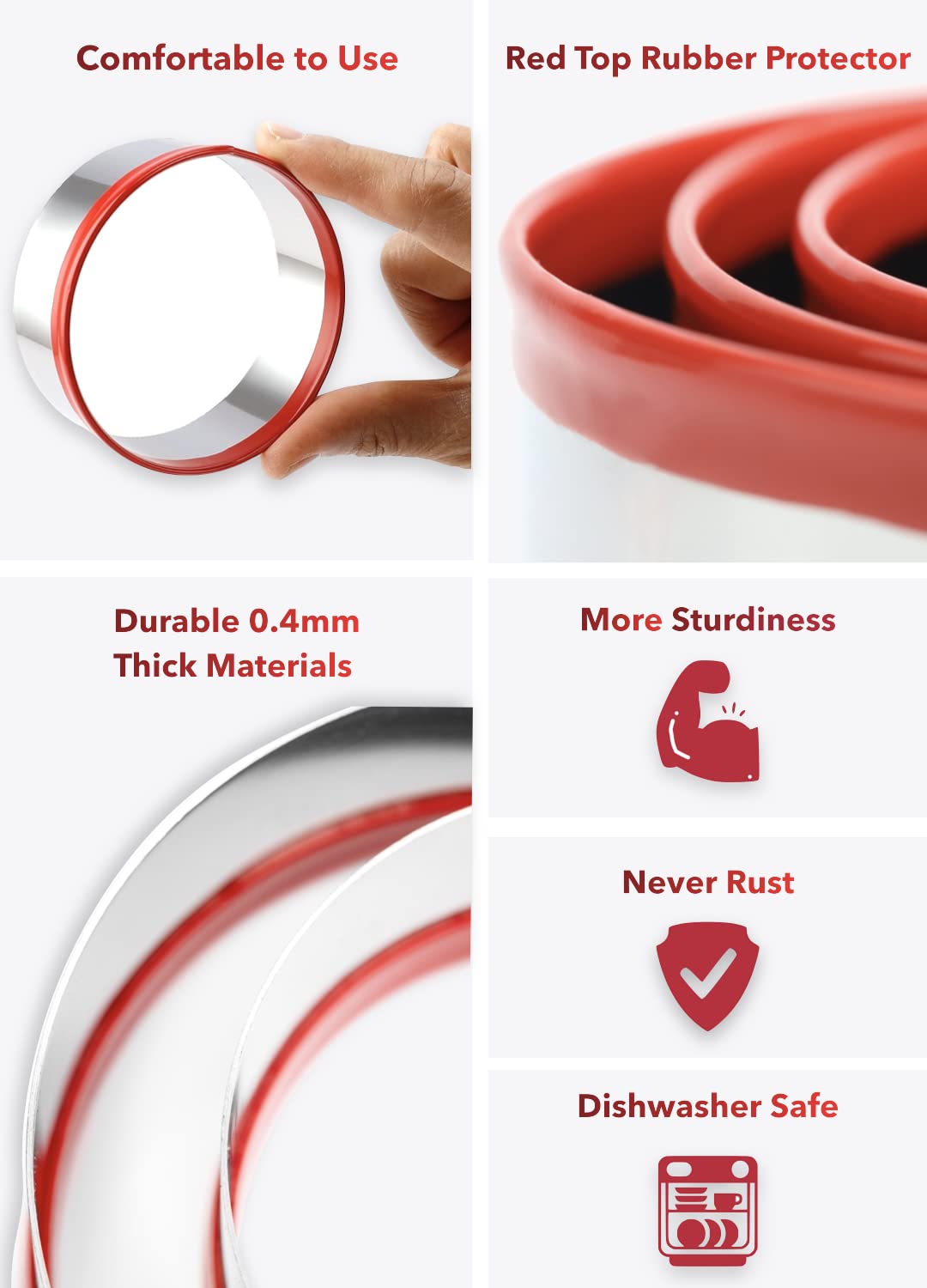 3Pcs Round Cookie Cutters 3'', 4'', 5'', Circle Biscuit Cutter, Large Cookie Cutters, Small Cake Cutter, Dough Cutter, Unique De