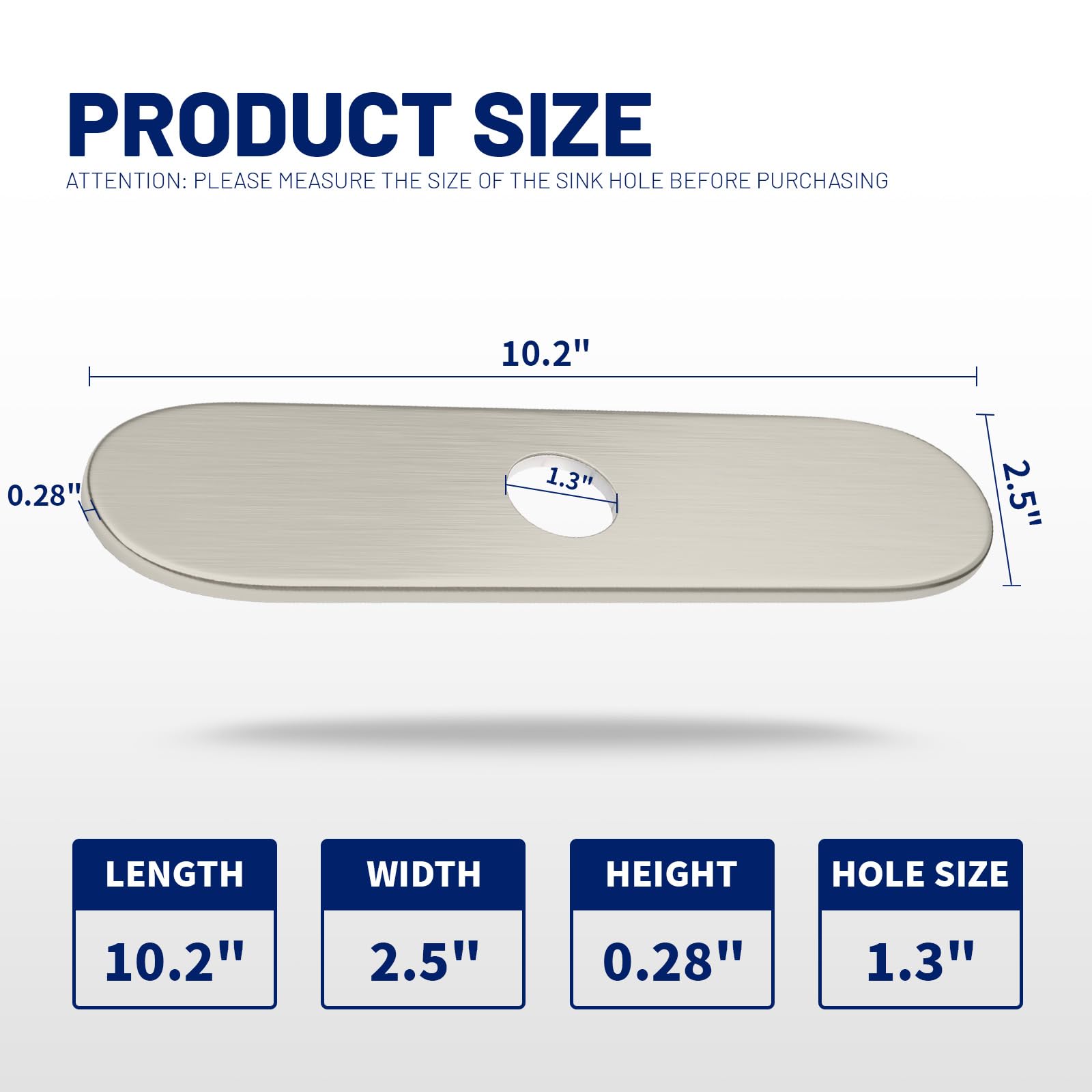 BWE Faucet Cover 10 Inch Deck Plate for 1 or 3 Hole Kitchen or Bathroom Sink Faucet Brushed Nickel Outside Escutcheon Plate Stainless Steel Plate Round Vessel Vanity Base Sink Hole Cover Round