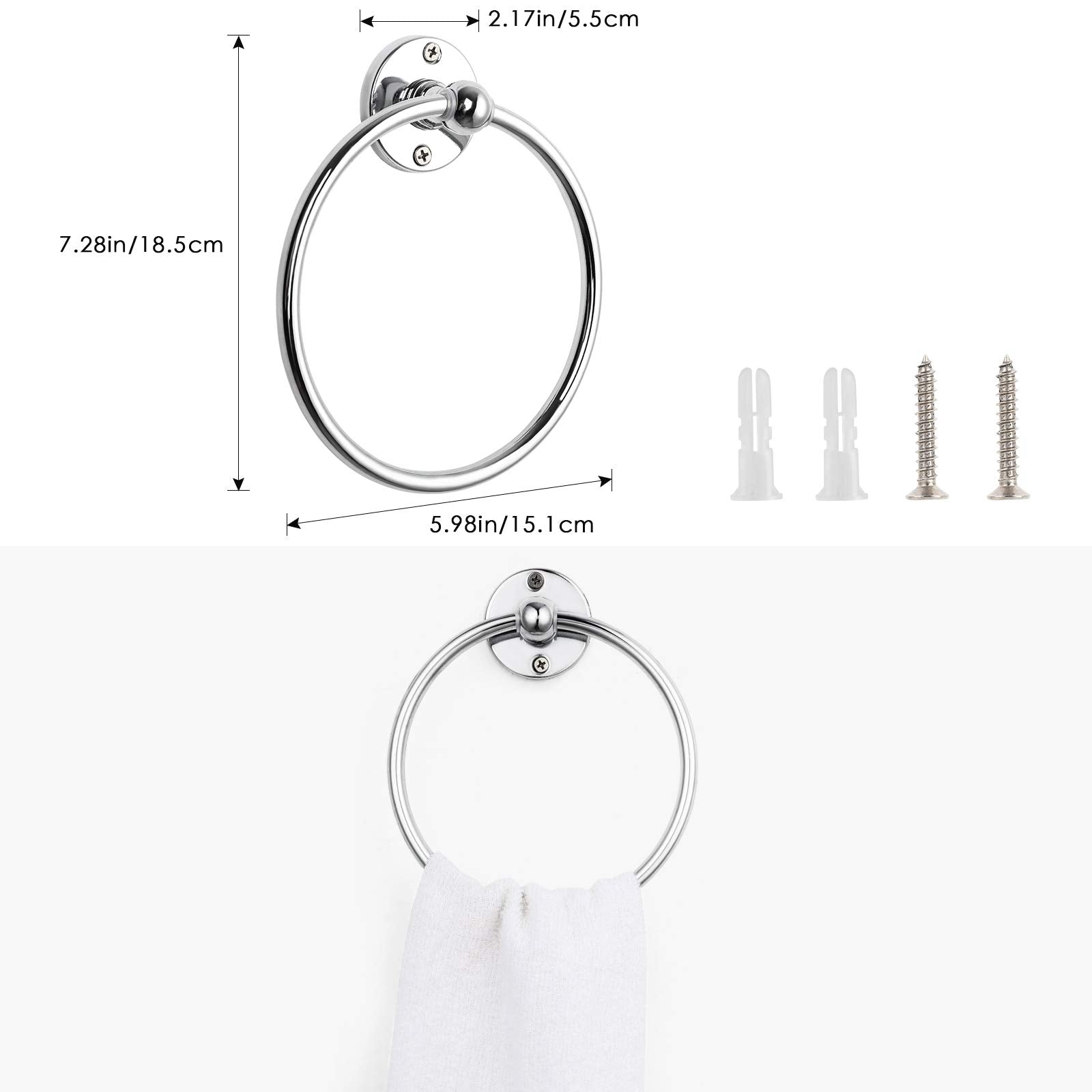 LIANTRAL Bathroom Hardware Set  4-Piece Polished Chrome Bath Accessories Kit with 18? Towel Bar  Toilet Paper Holder  Towel Ring and Robe Hook Wall Mounted