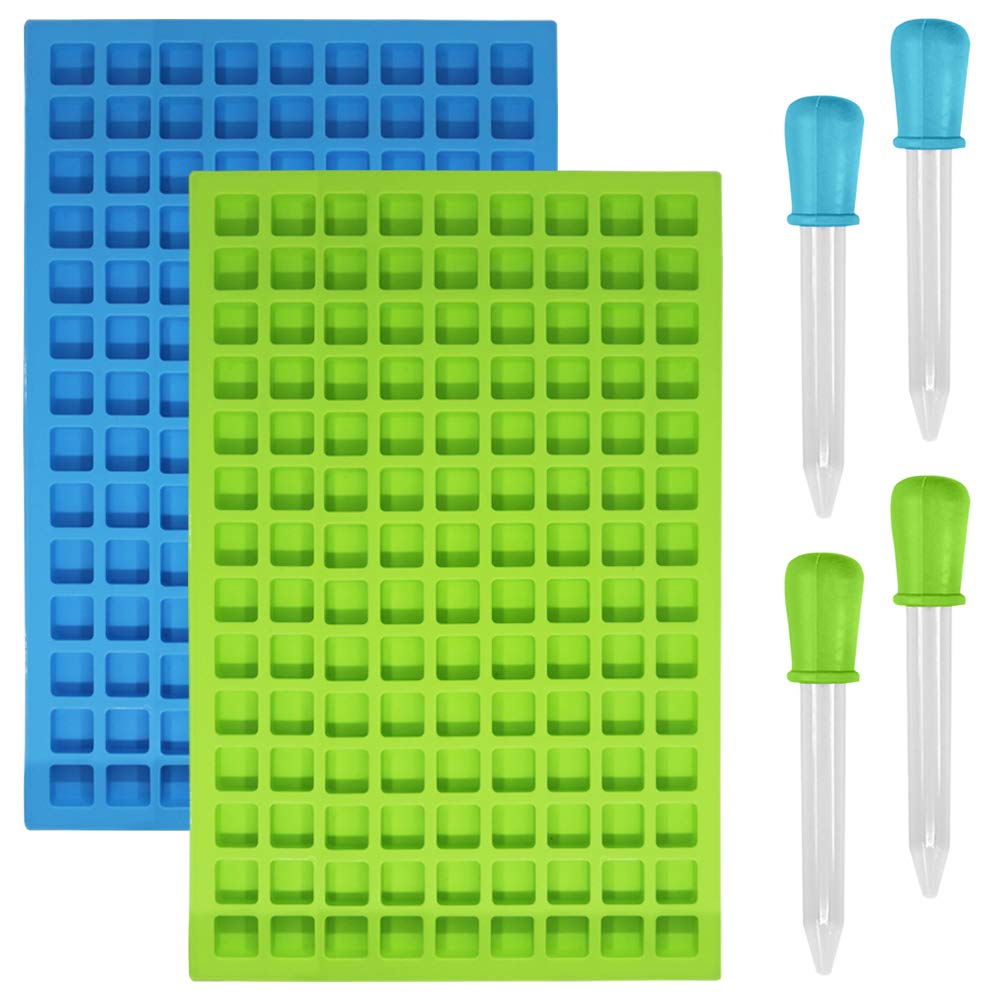 Senhai 2 Packs Square Silicone Mold, 126 Cavity Flexible And Non-Stick Ice Cube Trays Candy Fudge Chocolate Jelly Molds - 1 Blue
