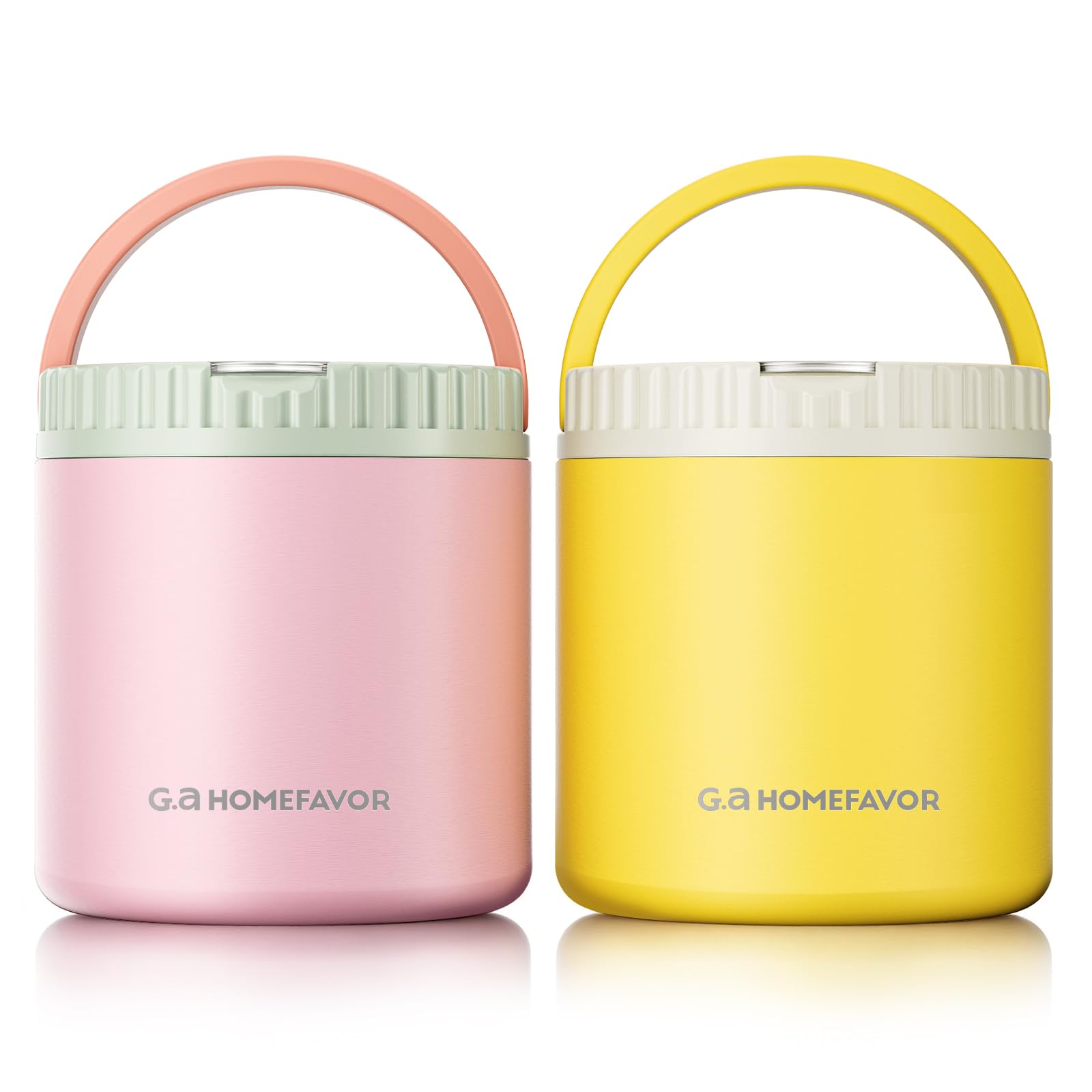 G.a HOMEFAVOR Insulated Food Jar 18 oz, 2 Pack, Pink and Yellow