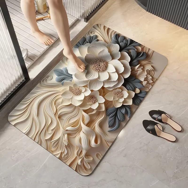 Yagzon Silicon Floor Mat 1 Pc Rubber Bath Mat,AntiSkid Water Soaking Bathroom Rug Door,Floor Mat, Soft Quick Dry Water Absorben