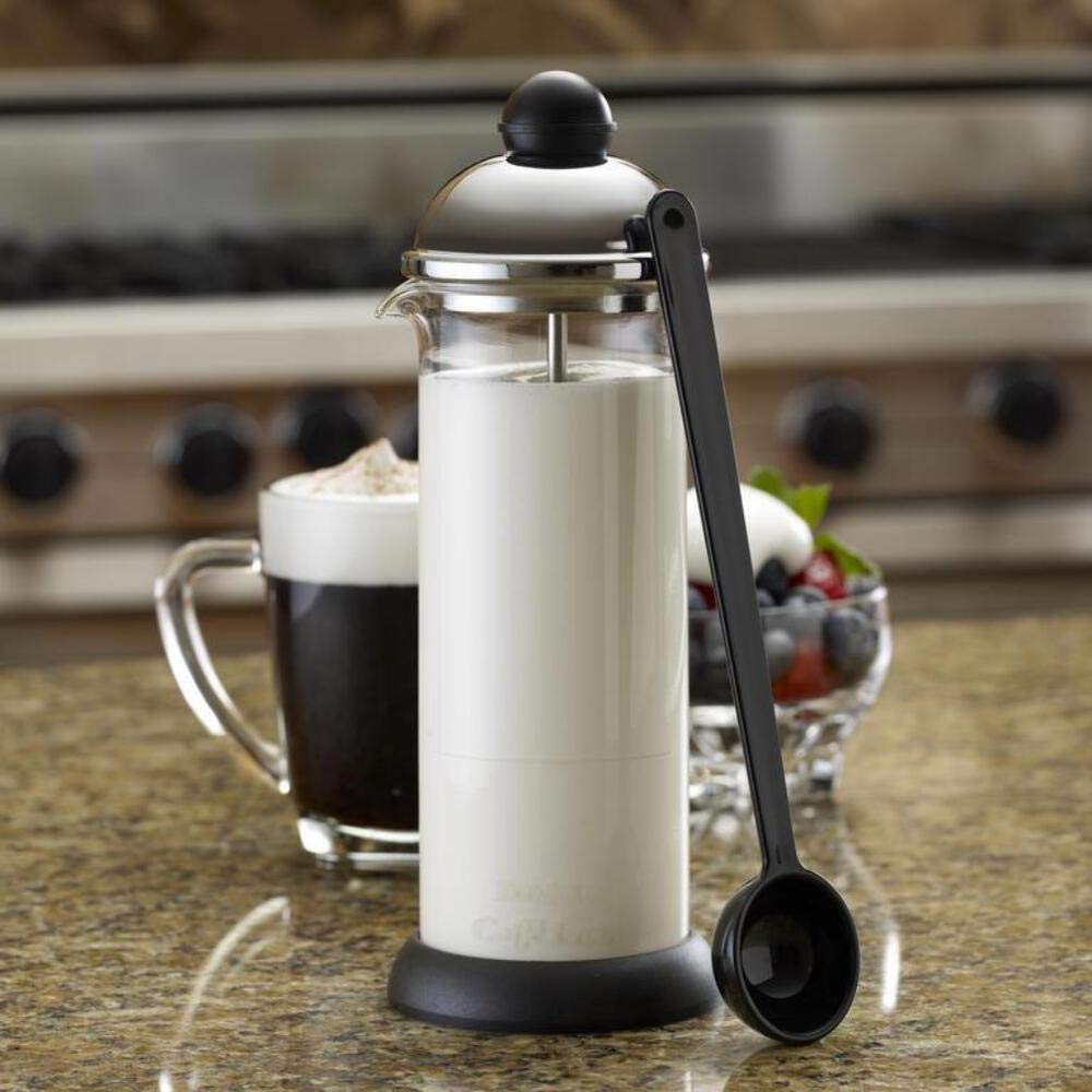 Bonjour Coffee Glass And Stainless Steel Manual Milk Frother, 16-Ounce, Caff   Froth Monet