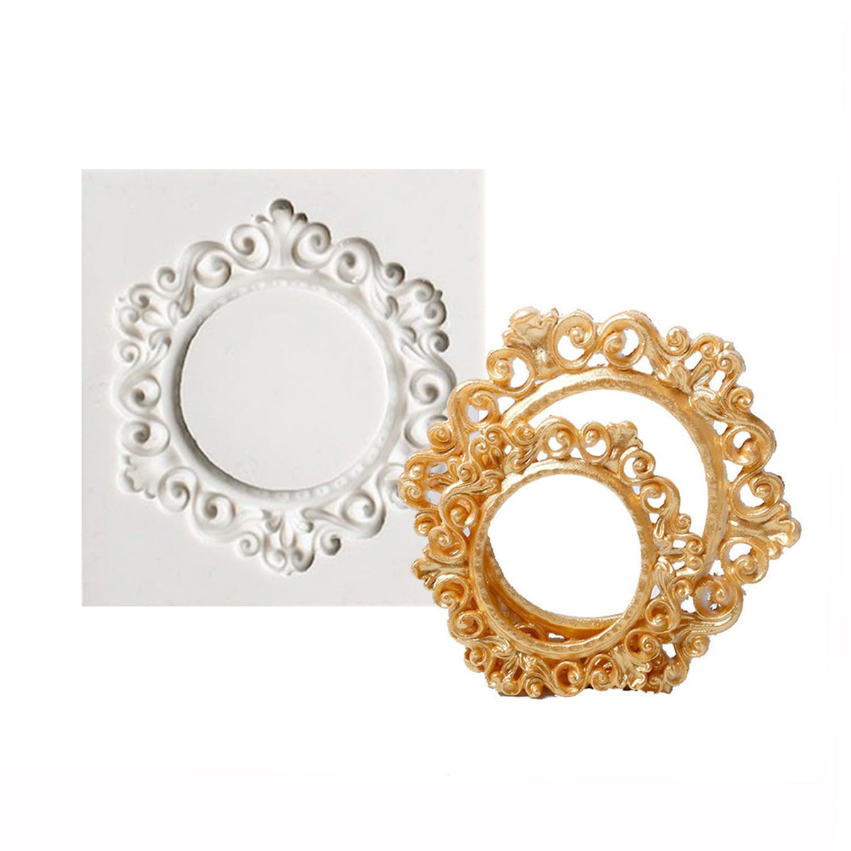 1Pcs Mini Frame Silicone Mold Sugarcraft Cake Decorating Tools Fondant Gompaste Molds 3.1X2.9'' (Large)