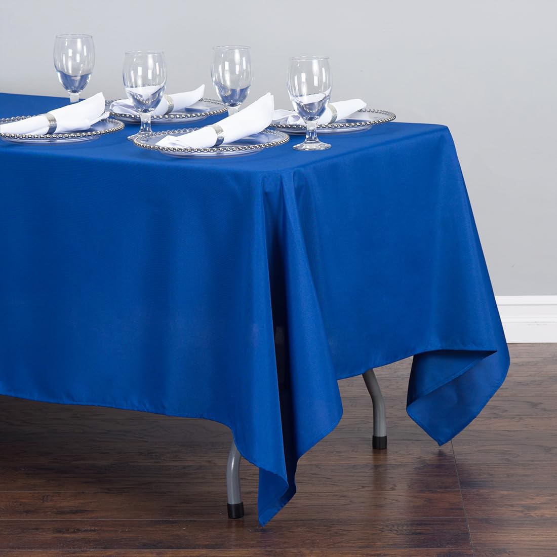 Ltc Linens 10 Pack Rectangle Tablecloths Royal Blue 70 X 120 Inch For 6 Or 8 Ft Rectangular Banquet Tables With Half-Drop - Stai