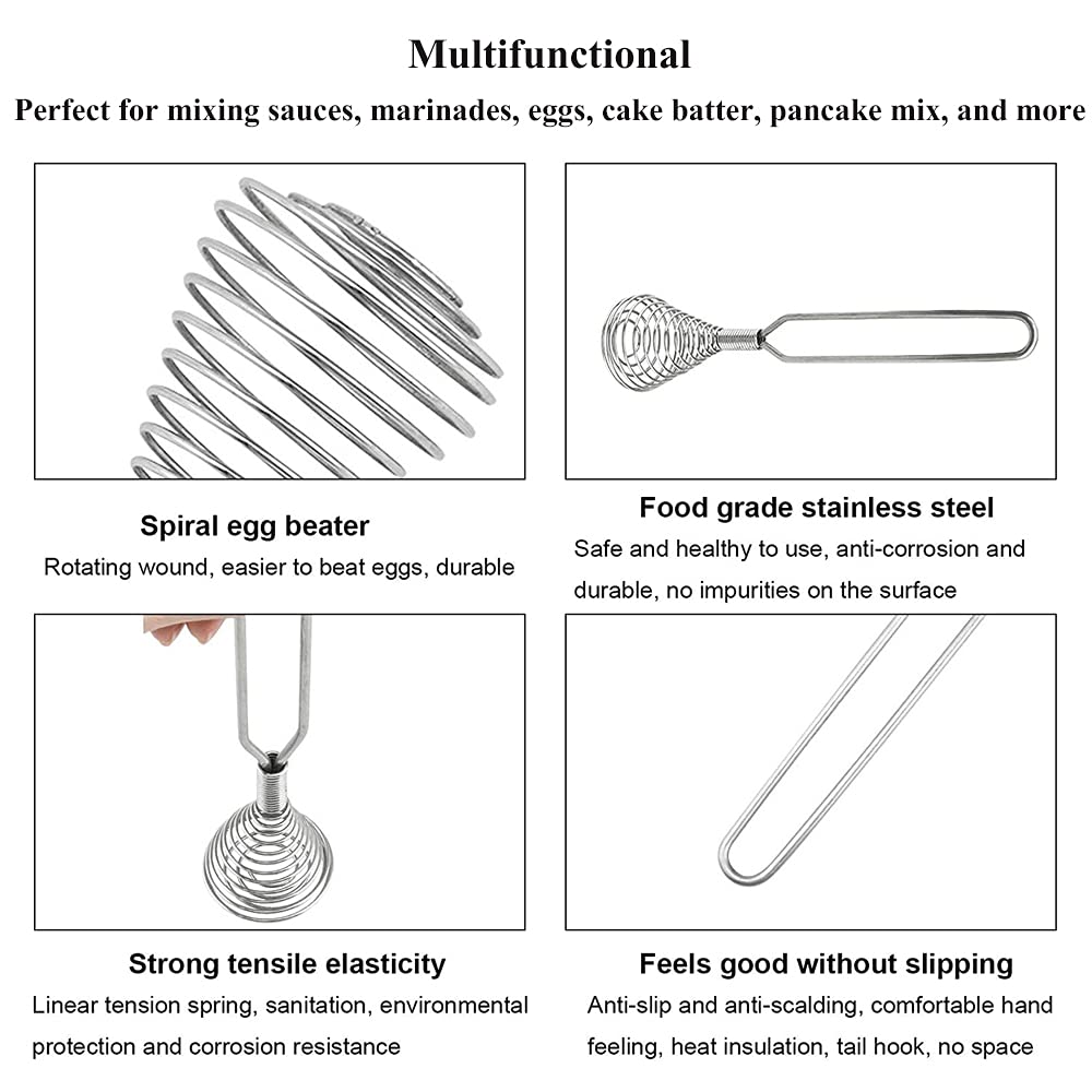 Stainless Steel Spring Coil Whisk Wire Whip Cream Egg Beater Gravy Cream Hand Mixer Kitchen Tool Accessories For Mixing, Blendin