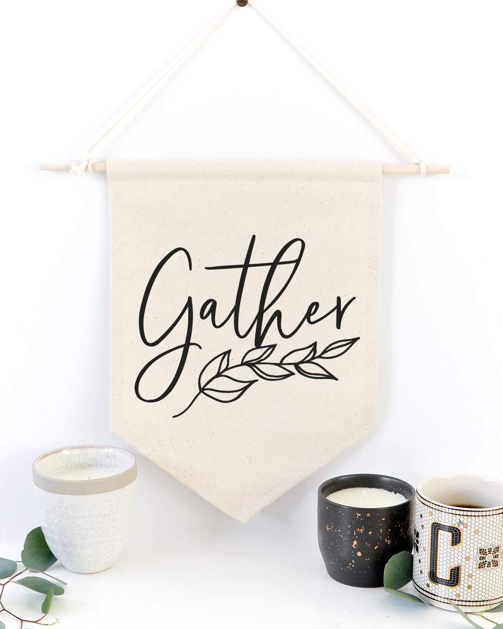 The Cotton & Canvas Co. Gather Hanging Wall Canvas Banner, Thanksgiving, Autumn And Fall Decor