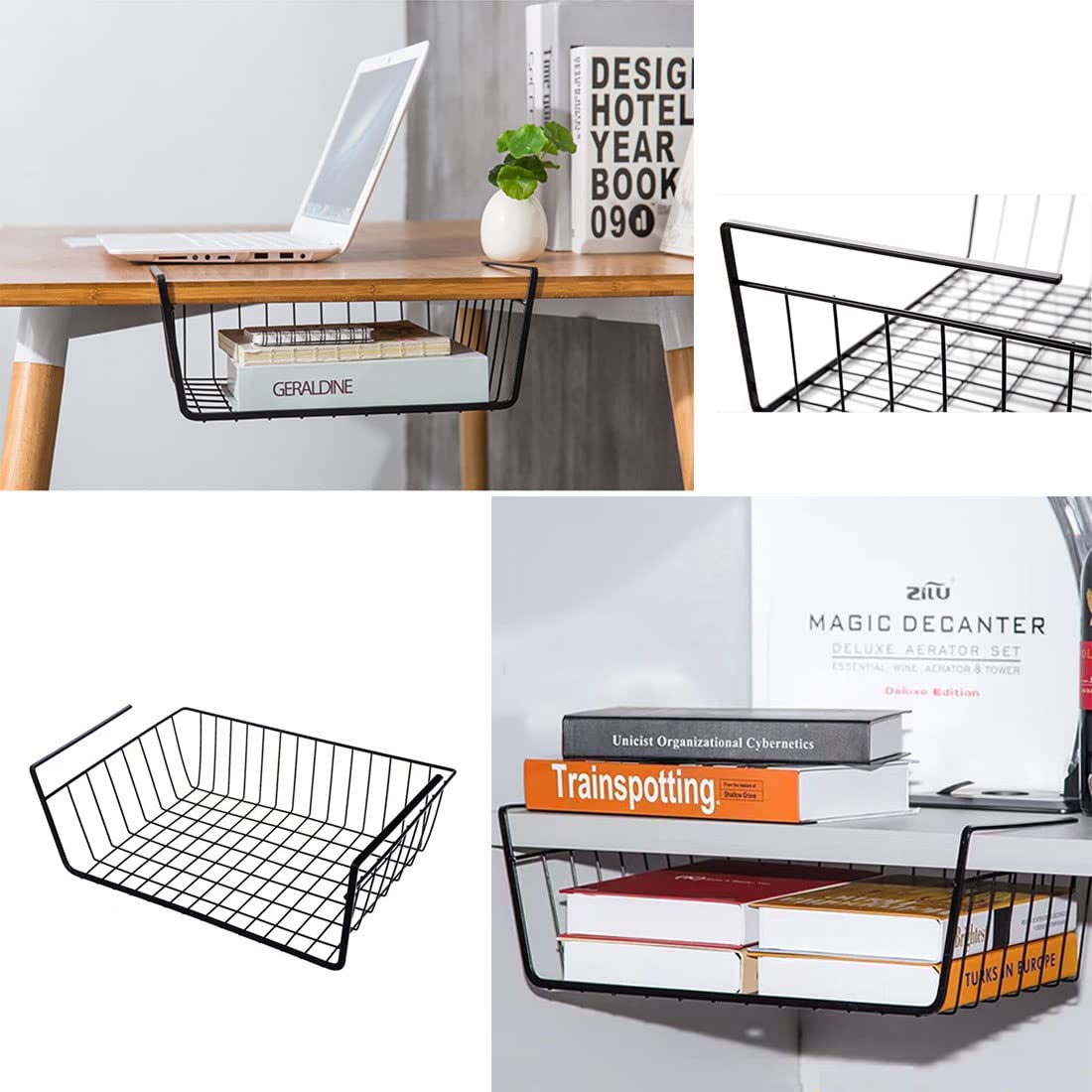 Vilive Under Shelf Storage Basket, Hanging Shelf Basket Slides Under Shelves For Storage Metal Under Cabinet Shelf Basket Organi