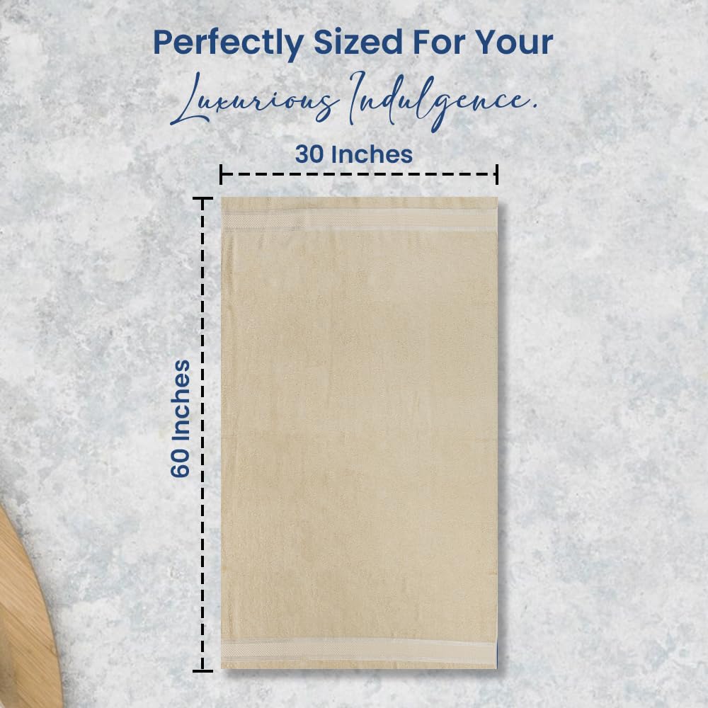 Casa Lino Set Of 4 Luxury Linen Bath Towels Extra Large | 100% Soft Cotton 600 Gsm Thick Absorbent Quick Dry Hotel Bathroom Towe