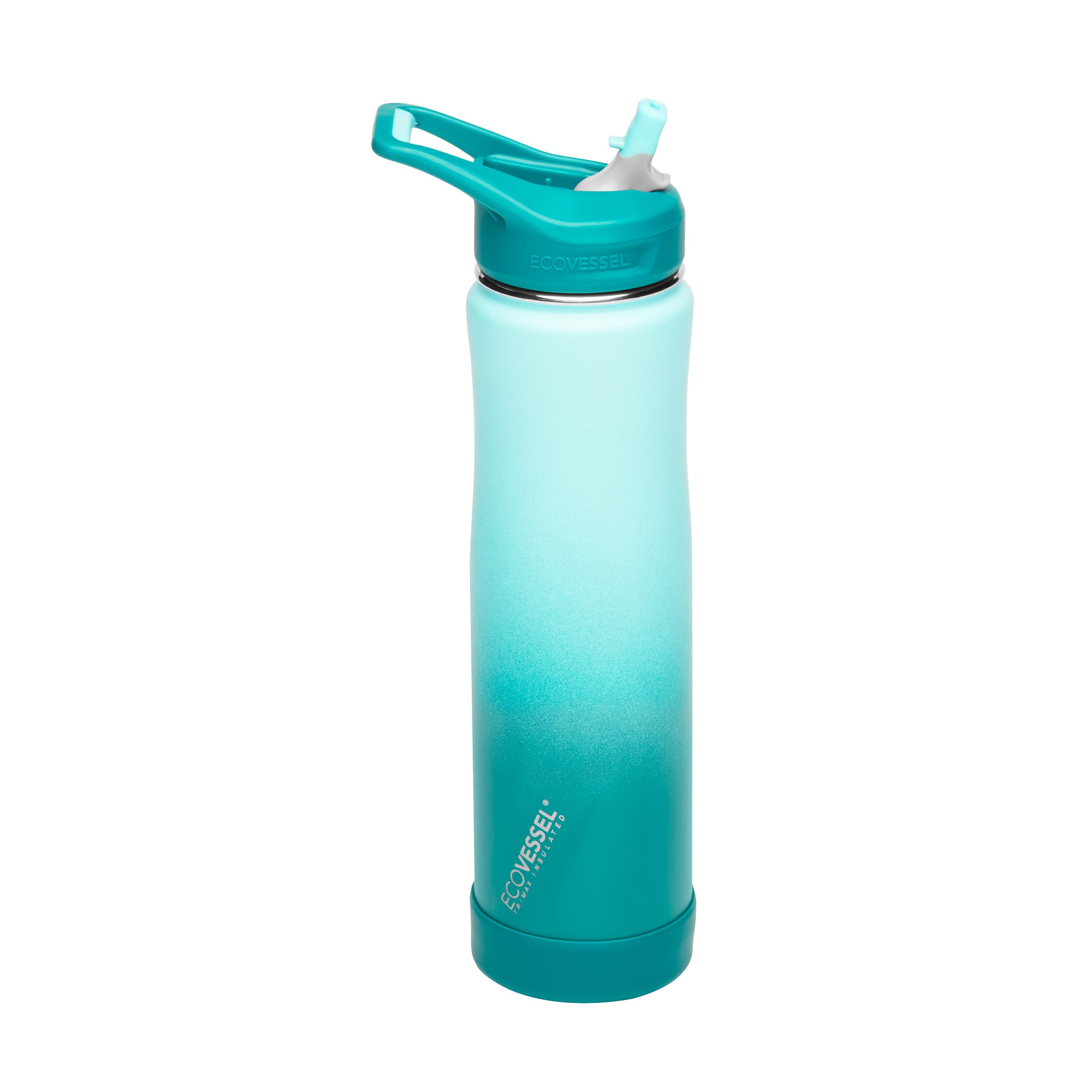 EcoVessel Summit, Insulated Stainless Steel Water Bottle with Straw and Handle Flip Top Lid and Silicone Bottle Bumper - 24 ounc