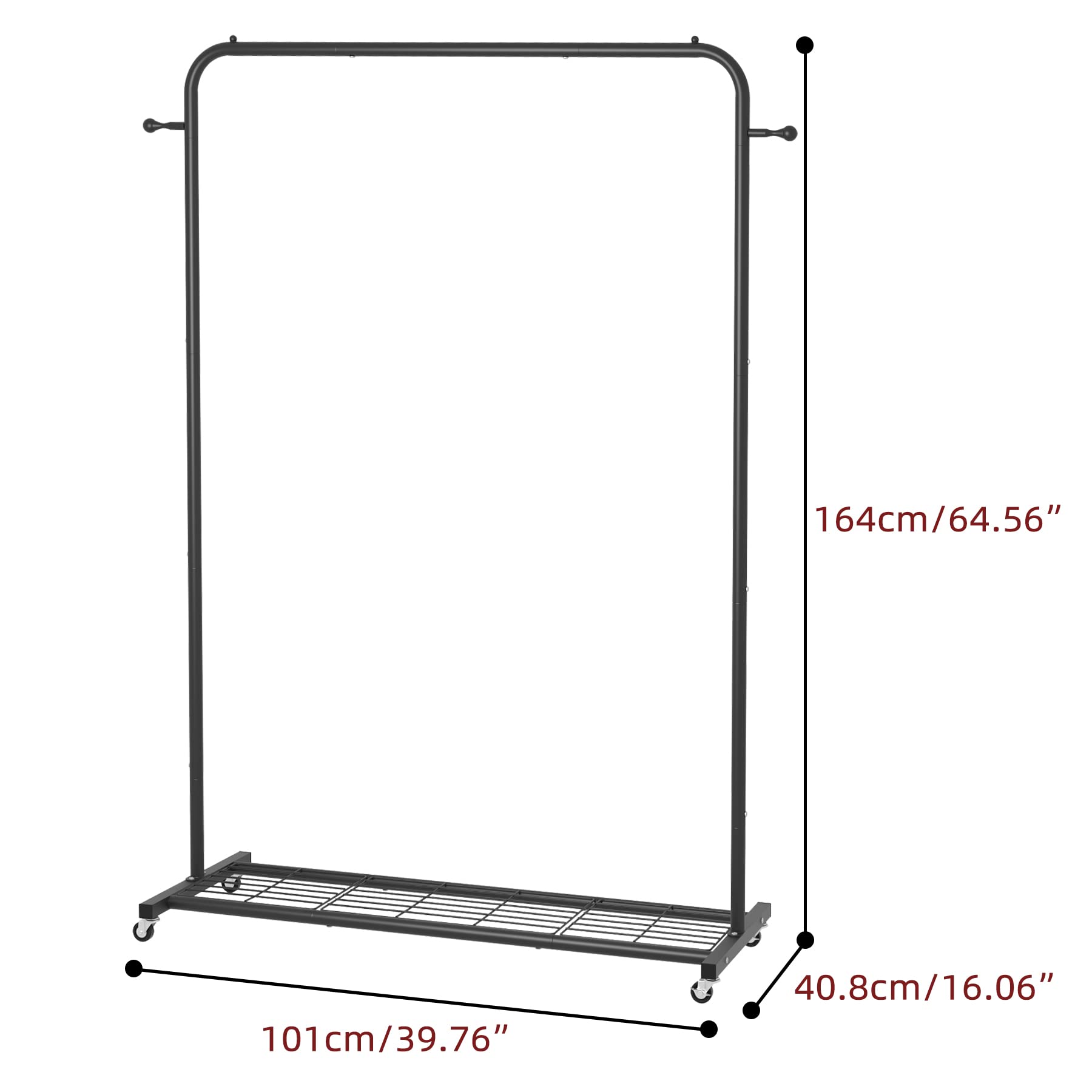 Sywhitta Clothes Rack On Wheels With Bottom Mesh Storage Shelf,Sturdy Metal Frame,Rolling Garment Rack For Hanging Clothes,Coats