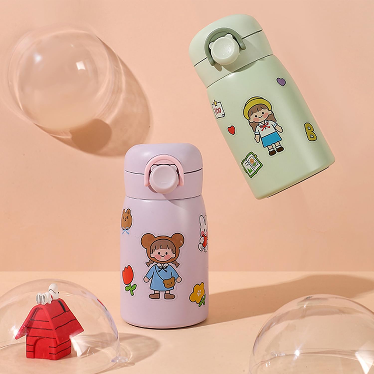 9 Oz Mini Water Bottle Small Stainless Steel Thermoses - Insulated Vacuum, Leak Proof, Keeps Drinks Hot/Cold - Ideal For Coffee,