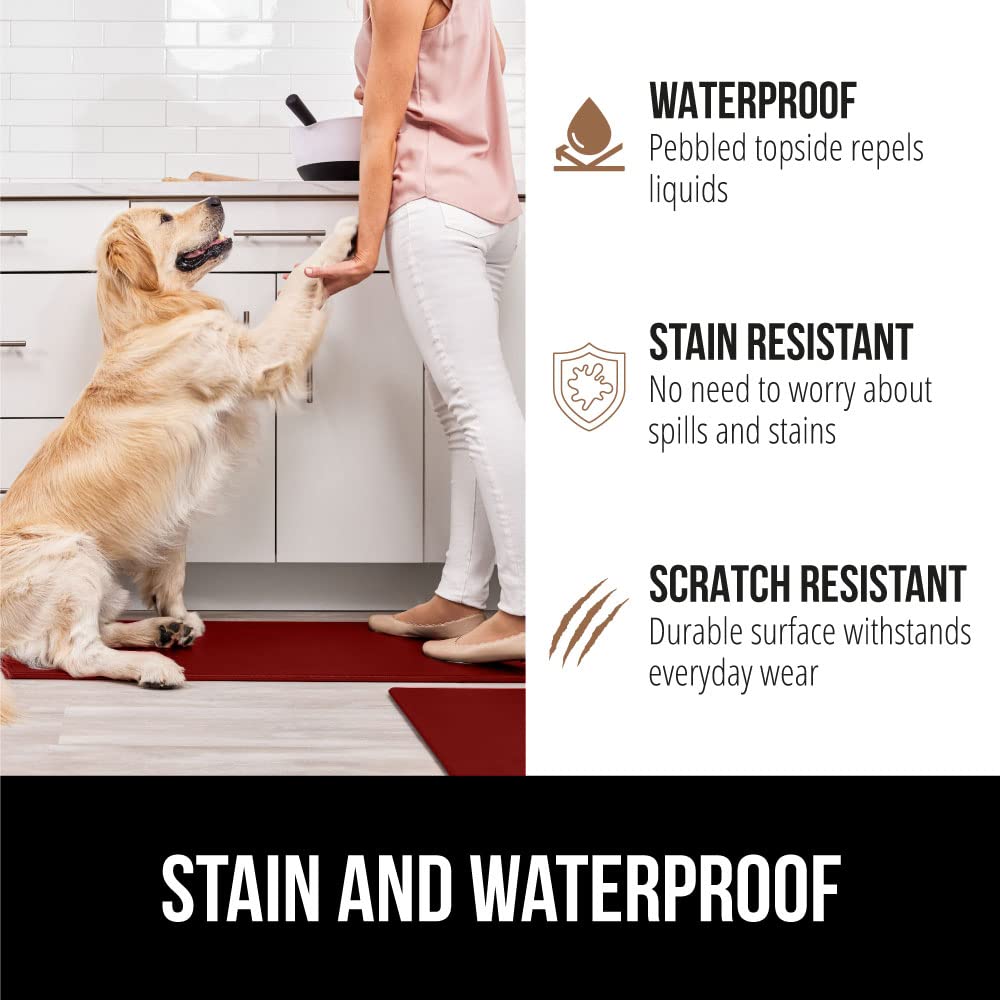 Gorilla Grip Set Of 2 Anti Fatigue Cushioned Waterproof, Stain And Scratch Resistant Kitchen Floor Mats, Ergonomic Standing Offi