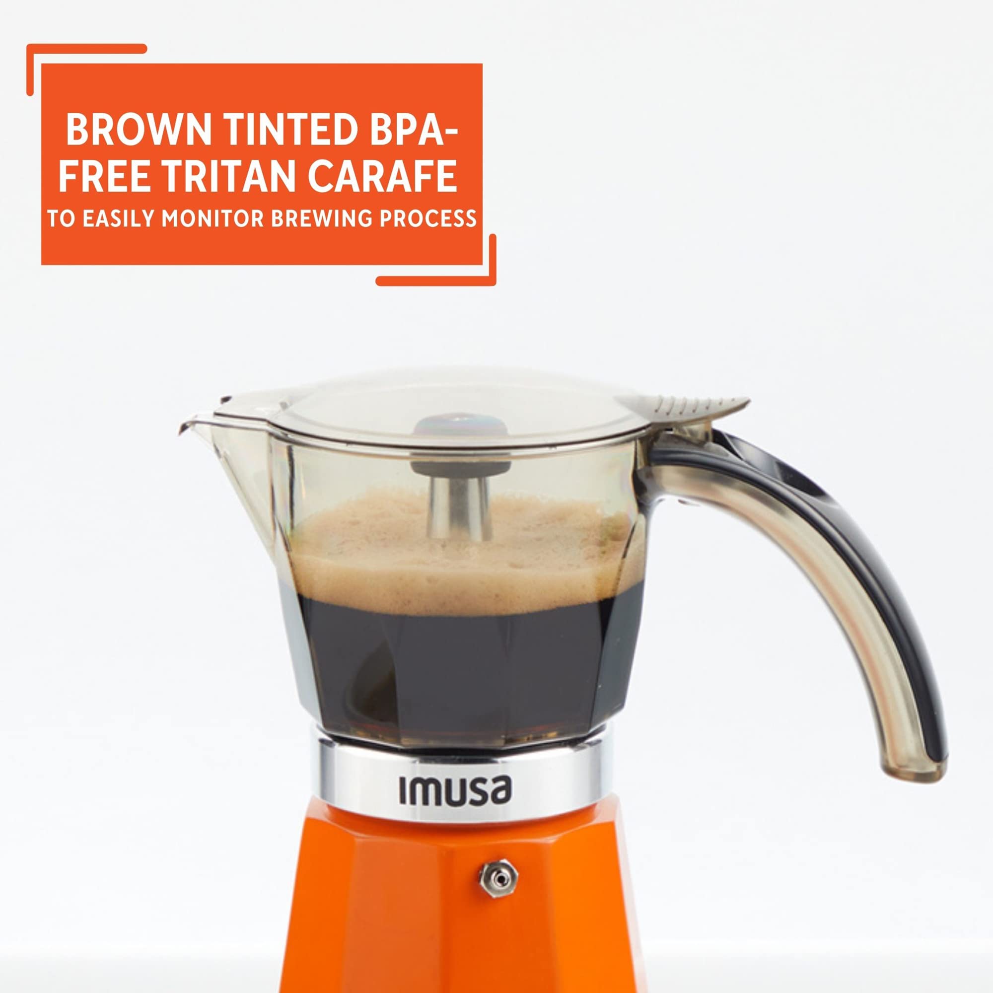 Imusa 6 Or 3Cup Electric Espresso Maker, Orange