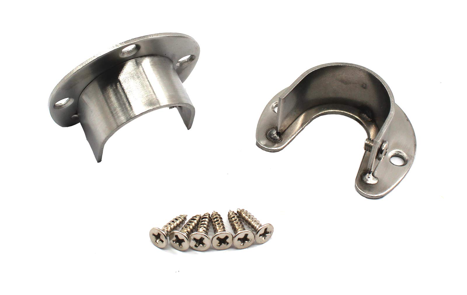 Annakideya Pack Of 4 Pcs Of 304 Stainless Steel Heavy Duty Wardrobe Rod Bracket Closet Shelf Support Flange Rod Holder Rod End S