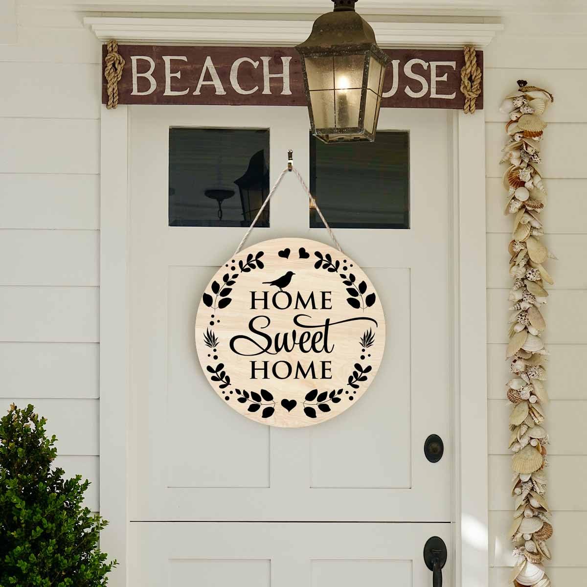 Beabes Welcome Sign Front Door Decoration Home Sweet Home Outdoor Indoor Wall Hanging Decorations 12x12in