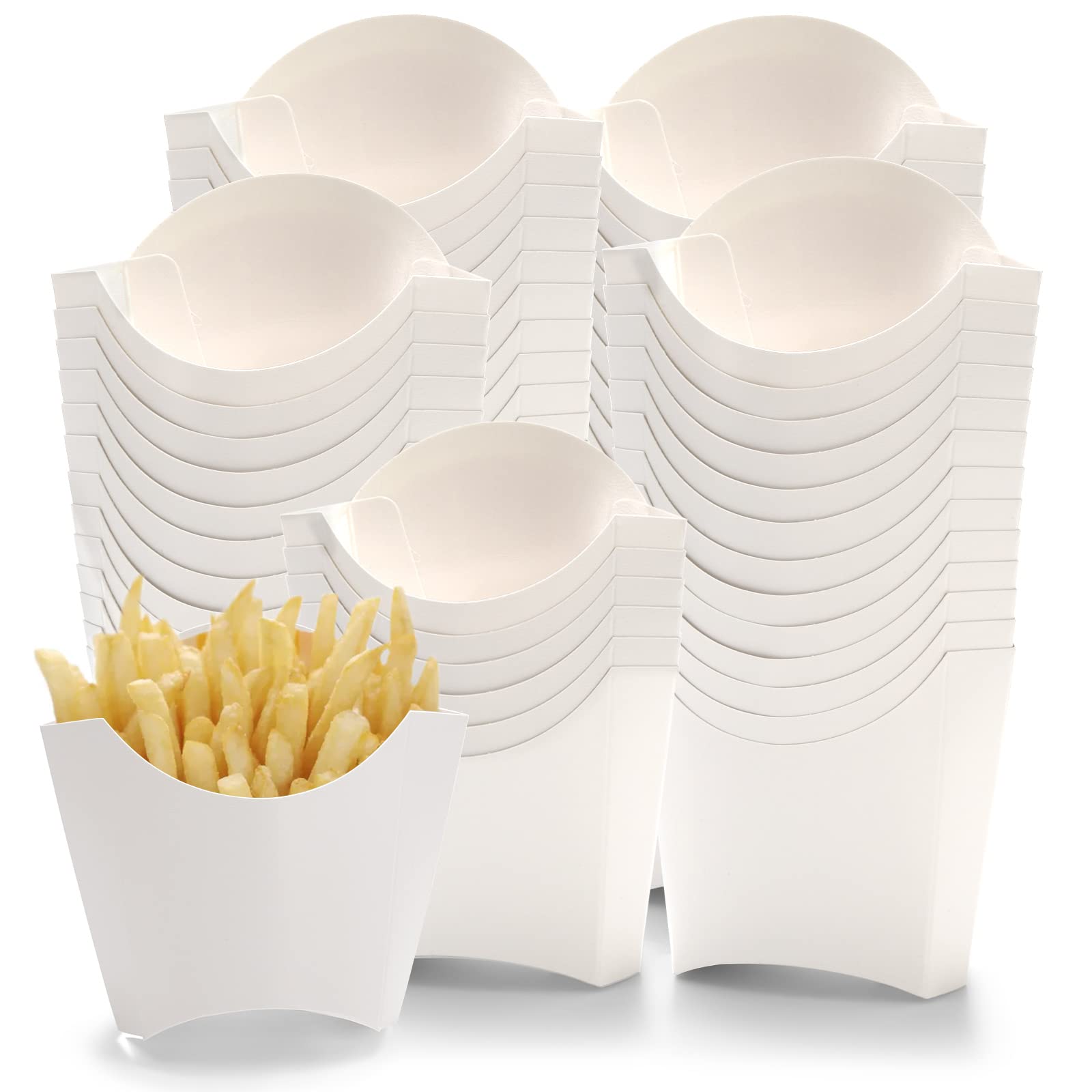 Lyellfe 250 Pack French Fry Holder, Disposable To Go French Fry Container Box, 4 Oz Stackable White Kraft Paper Charcuterie Cups